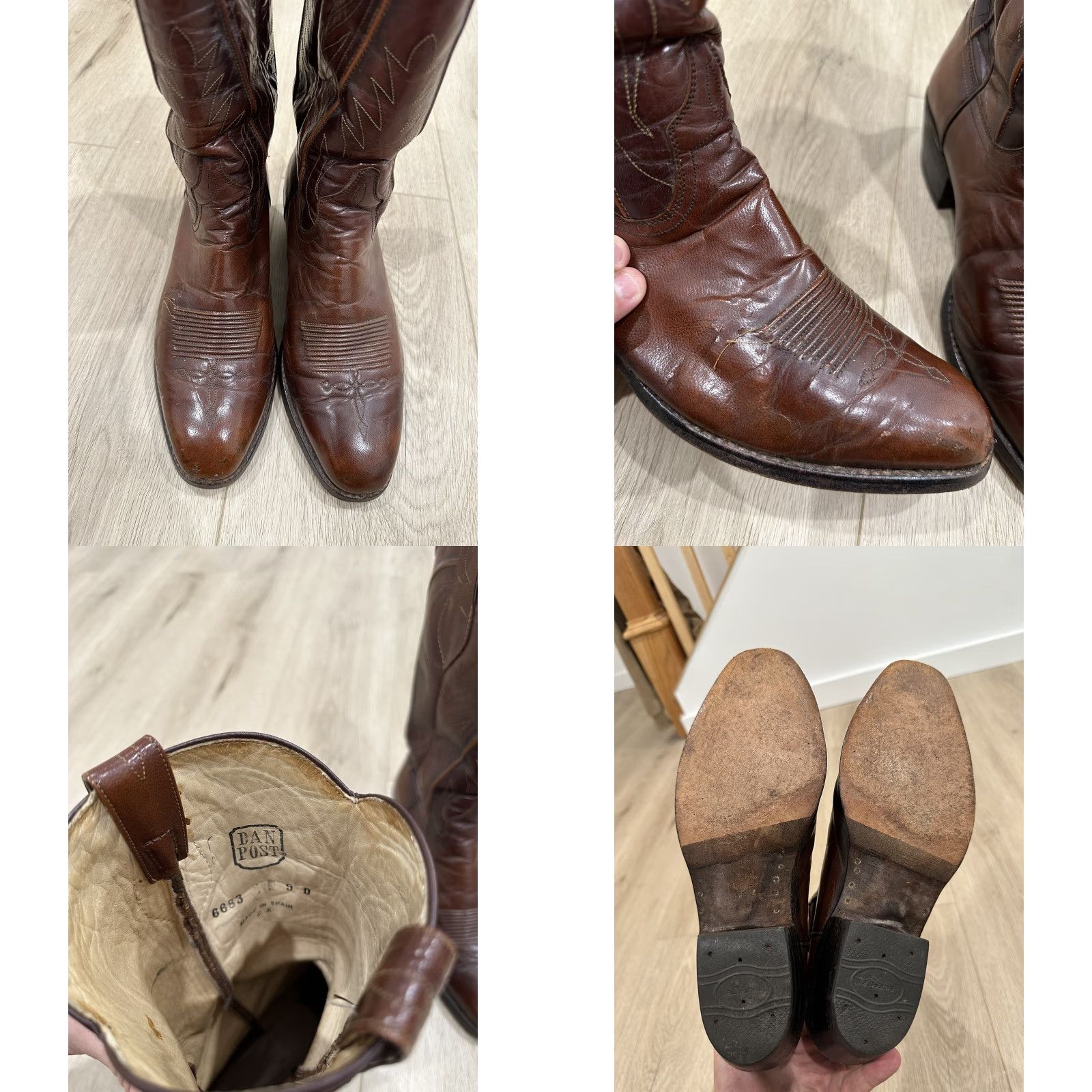 Dan Post VINTAGE Dan Post Cowboy boots Men 9D Brown 6683 Western Leather Boots Cowboys Schuhe? Size US 9 / EU 42 - 8 Thumbnail