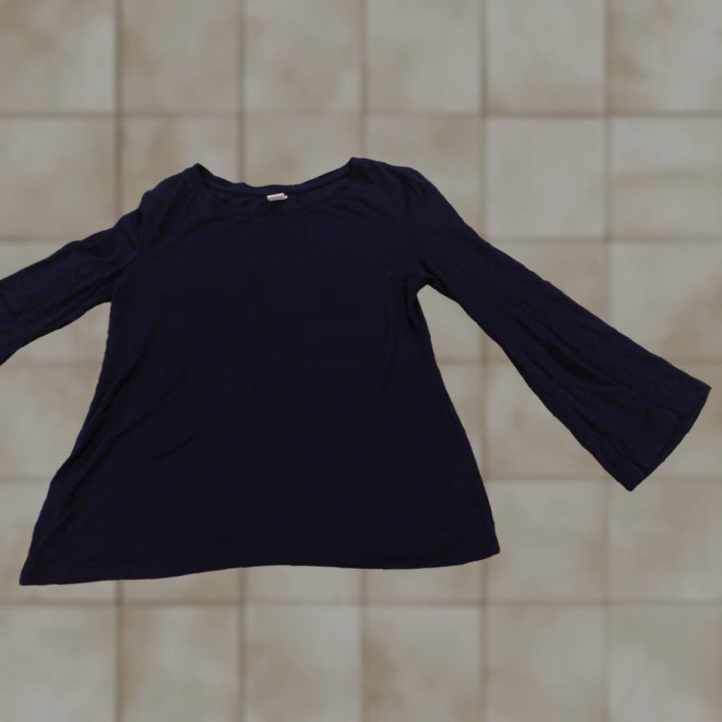 Old Navy Old Navy Womens Blouse PXS Petite Blue Round Neck Pullover Stretch Cotton Casual Regular Button Long Sleeve Vintage: No Size XS / US 0-2 / IT 36-38 - 1 Thumbnail