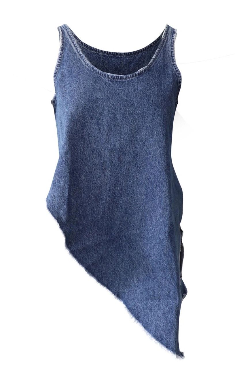 Alexander McQueen Alexander McQueen MCQ Denim Asymmetrical Top Size XS / US 0-2 / IT 36-38 - 1 Thumbnail