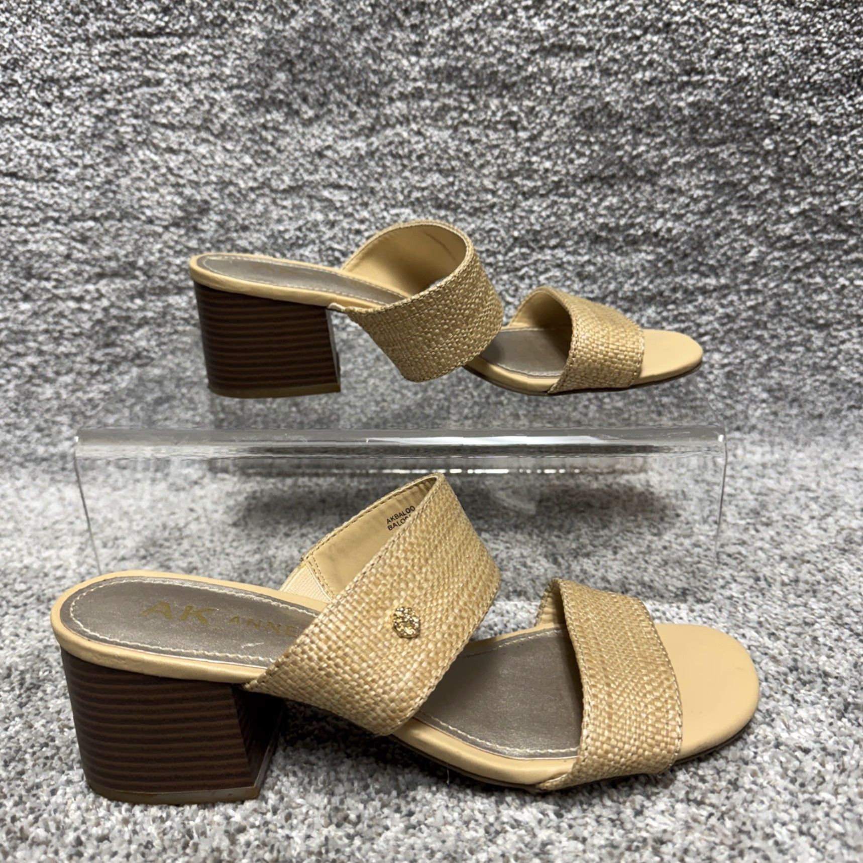 Anne Klein Anne Klein Sandals Women 7.5M Slip-On Open Toe Block Heel Retro Brown Textured Comfort Classic Office Size US 8 / IT 38 - 2 Thumbnail