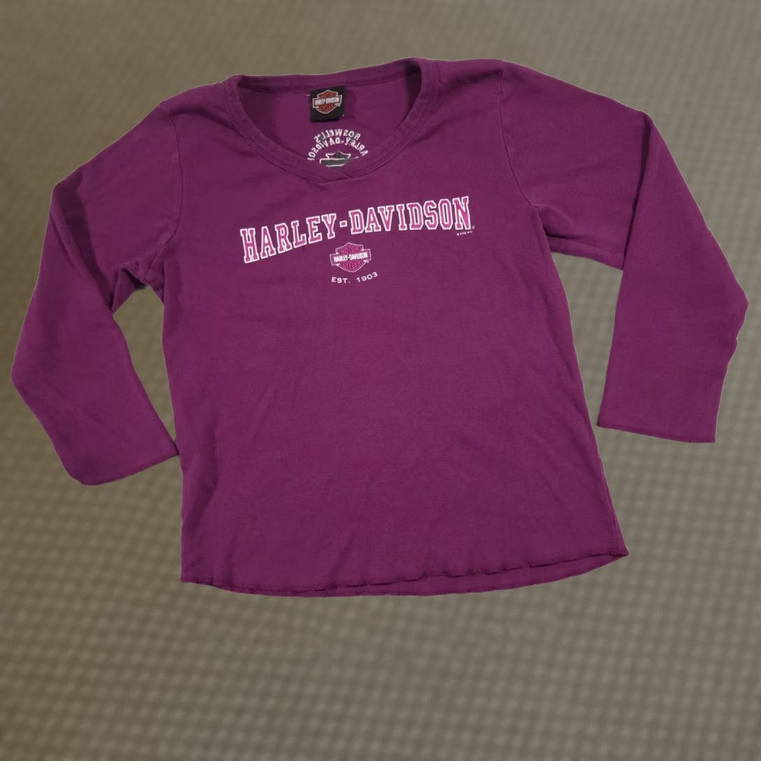 Harley Davidson VINTAGE Harley-Davidson Shirt Womens Medium Purple Nashville 3/4 Sleeve Top Size M / US 6-8 / IT 42-44 - 1 Thumbnail