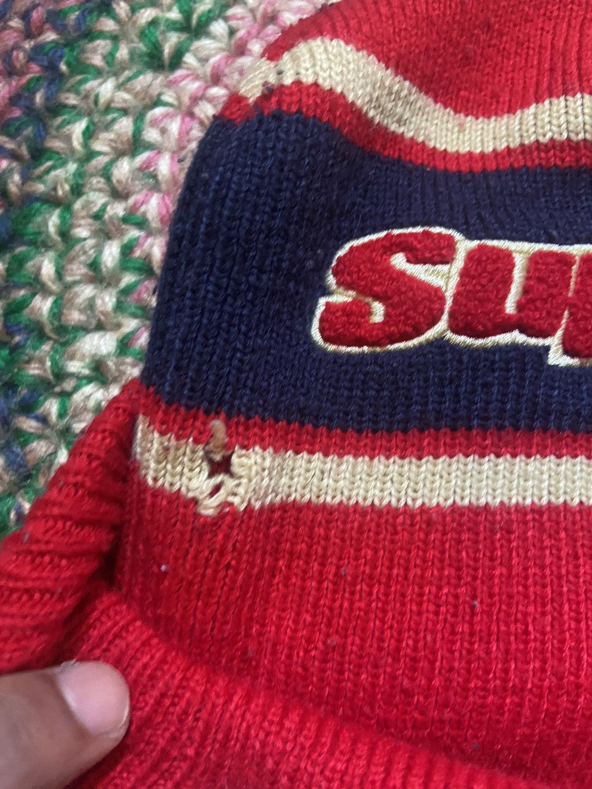 Supreme Supreme FW19 Chenille Stripe Beanie | Grailed