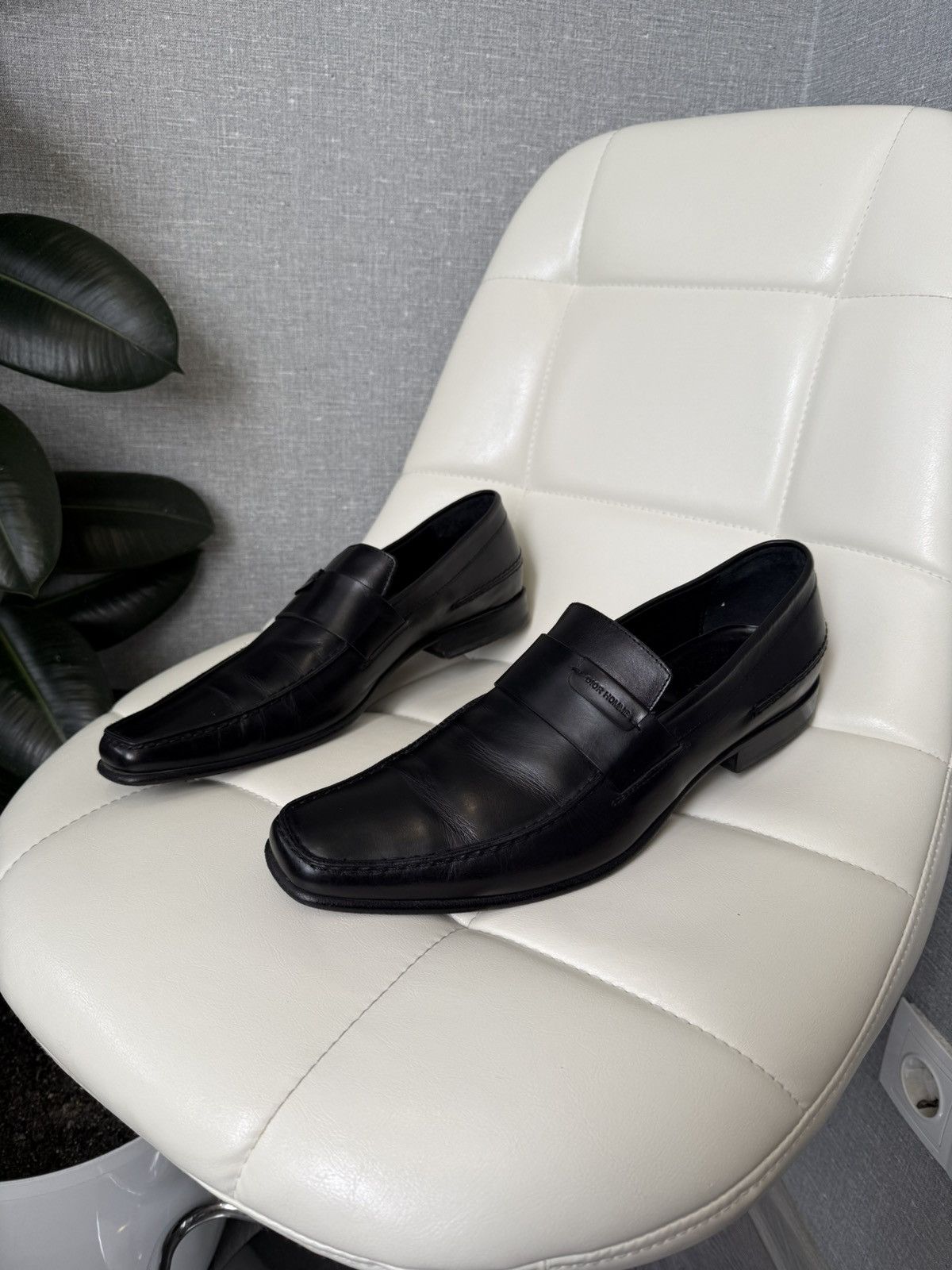 Rare Dior Homme Black Leather Penny Loafers CD Shoes Size 43