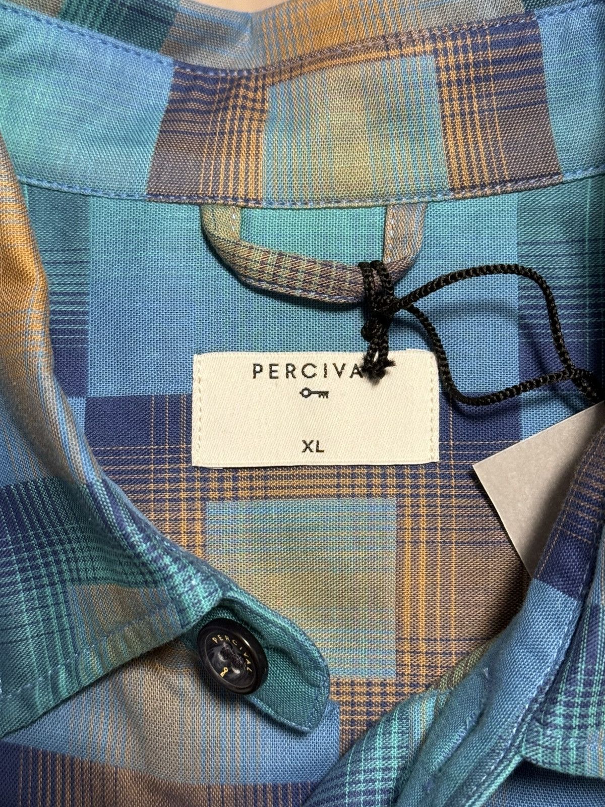 Percival NWT Percival Razzle Check Knit Long Sleeve Shirt Blue Multi Size US XL / EU 56 / 4 - 5 Thumbnail