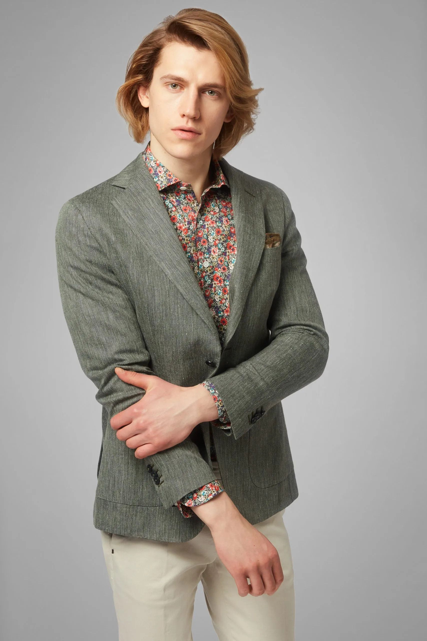 Boggi Boggi Micro Herringbone Linen Wool Sport Coat Blazer Jacket Size US M / EU 48-50 / 2 - 2 Thumbnail