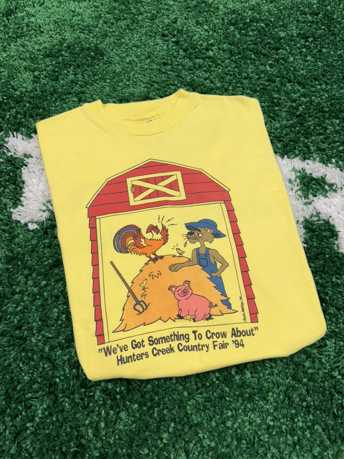Hanes × Vintage 90s Yellow Hanes Farmer / Barn Country Fair Tee 1994 XL Size US XL / EU 56 / 4 - 1 Thumbnail