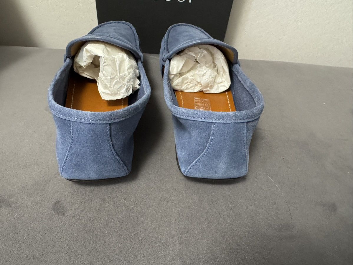 Gucci New Gucci Web Trim Loafer Blue Suede Driver Shoes Sz G5 . Size US 5.5 / EU 38 - 5 Thumbnail