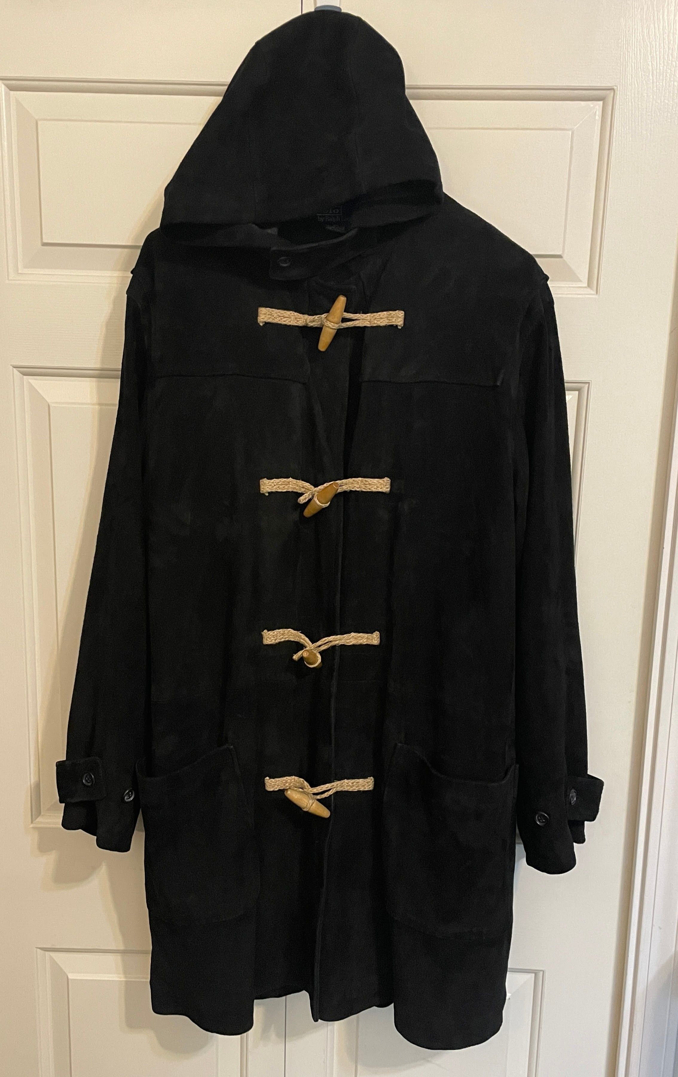 Polo Ralph Lauren RARE Black Suede Hooded Duffel Coat, Wool Lined - M/L Size US L / EU 52-54 / 3 - 2 Thumbnail