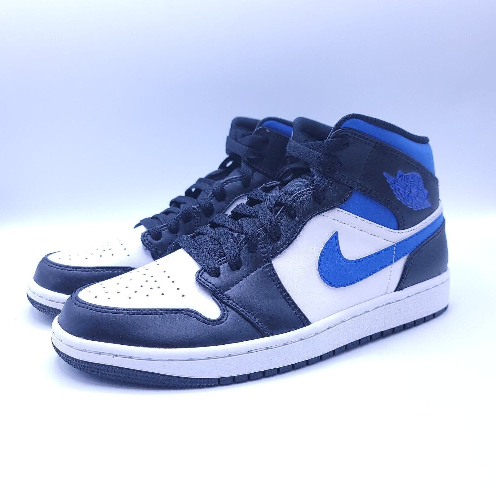 image of Nike Air Jordan 1 Mid Shoe Men Size 9 554724-140 Black White