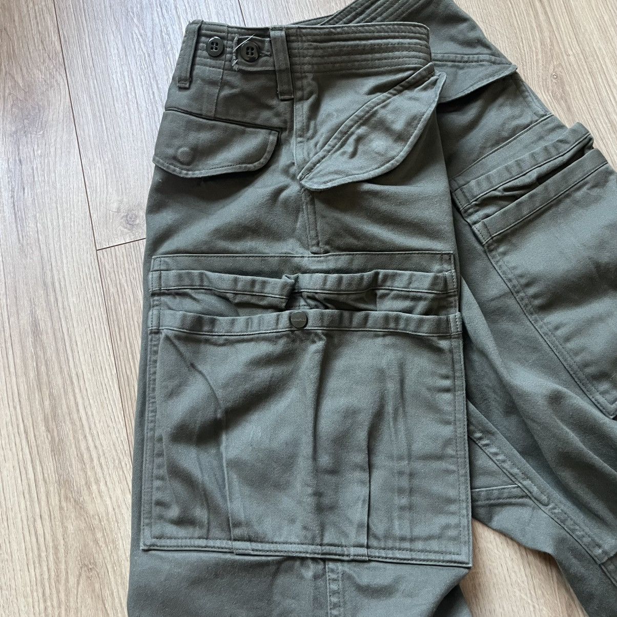 Sassafras Overgrown 4/5 Olive One Washed Cargo Pants in Olive Size US 32 / EU 48 - 3 Thumbnail