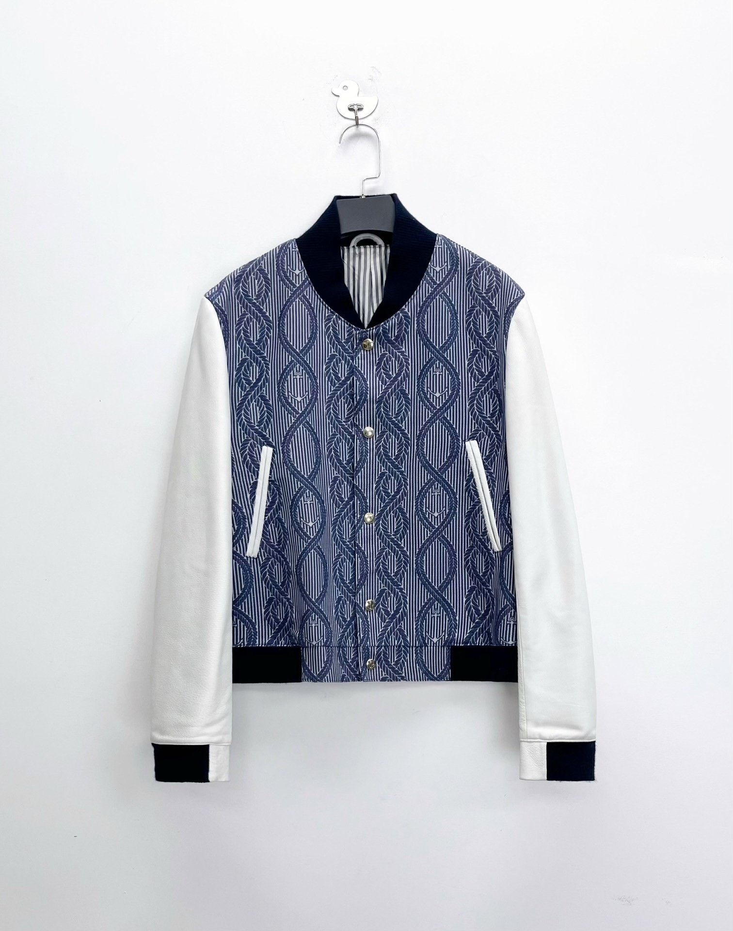 Thom Browne Thom Browne Anchor Ribbed Leather Patch Baseball Jacket Size US S / EU 44-46 / 1 - 1 Thumbnail