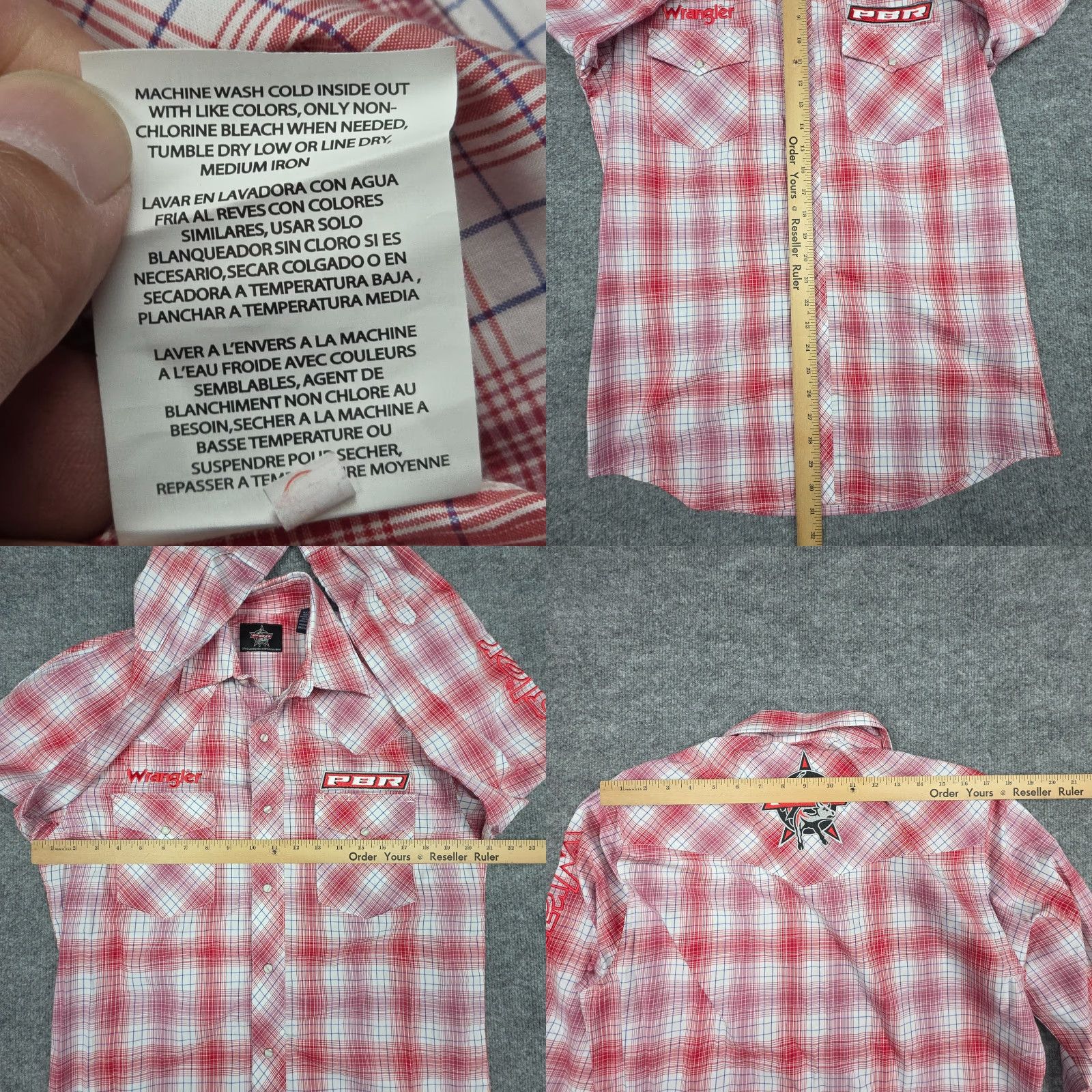 Wrangler Wrangler PBR Pearl Snap Shirt Mens Small Red White Western Rodeo Cowboy Shirt Size US S / EU 44-46 / 1 - 9 Thumbnail
