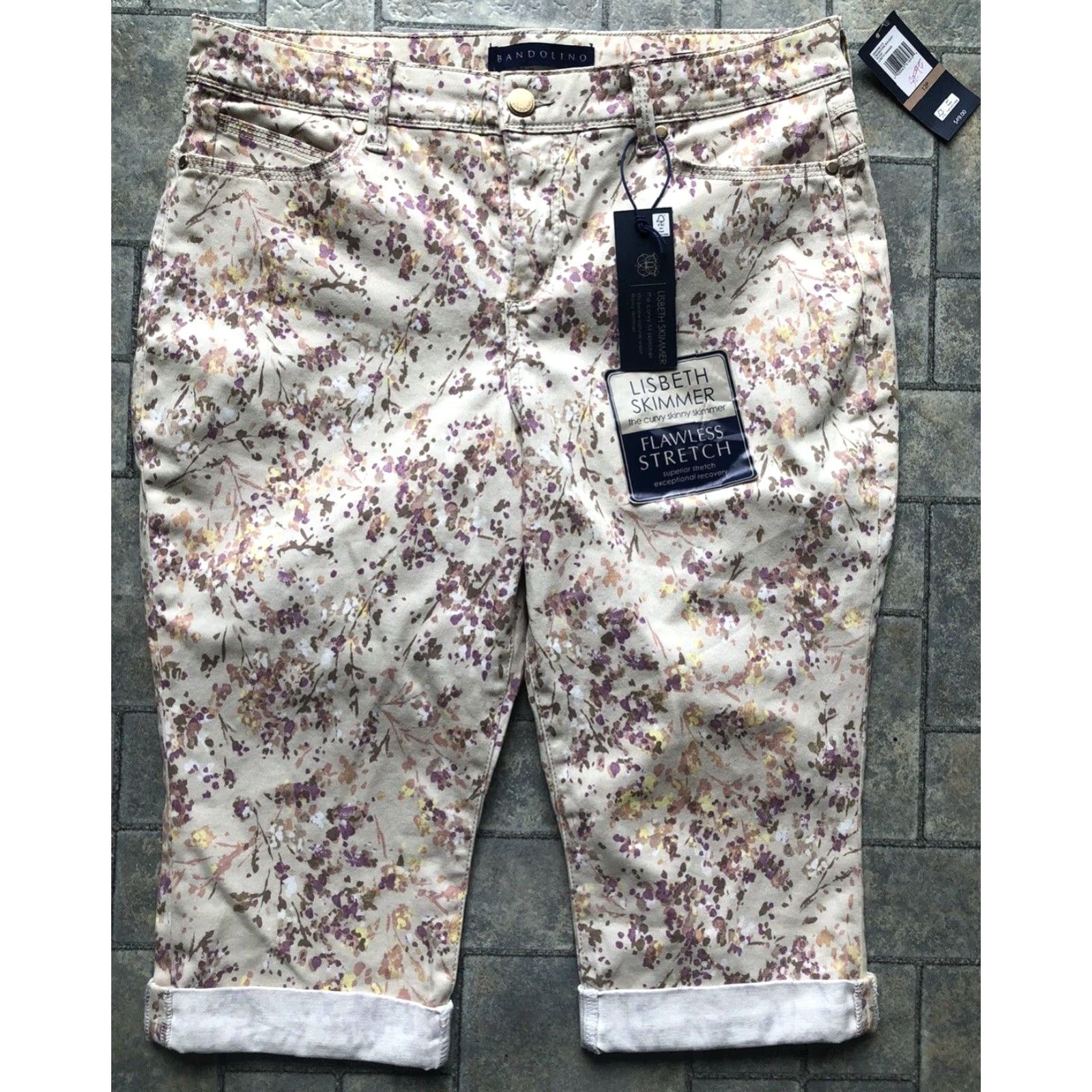 Vintage Bandolino Lisbeth Skimmer Pants Women 12P Flawless Stretch Bouquet Cream Size 34" / US 12 / IT 48 - 2 Thumbnail