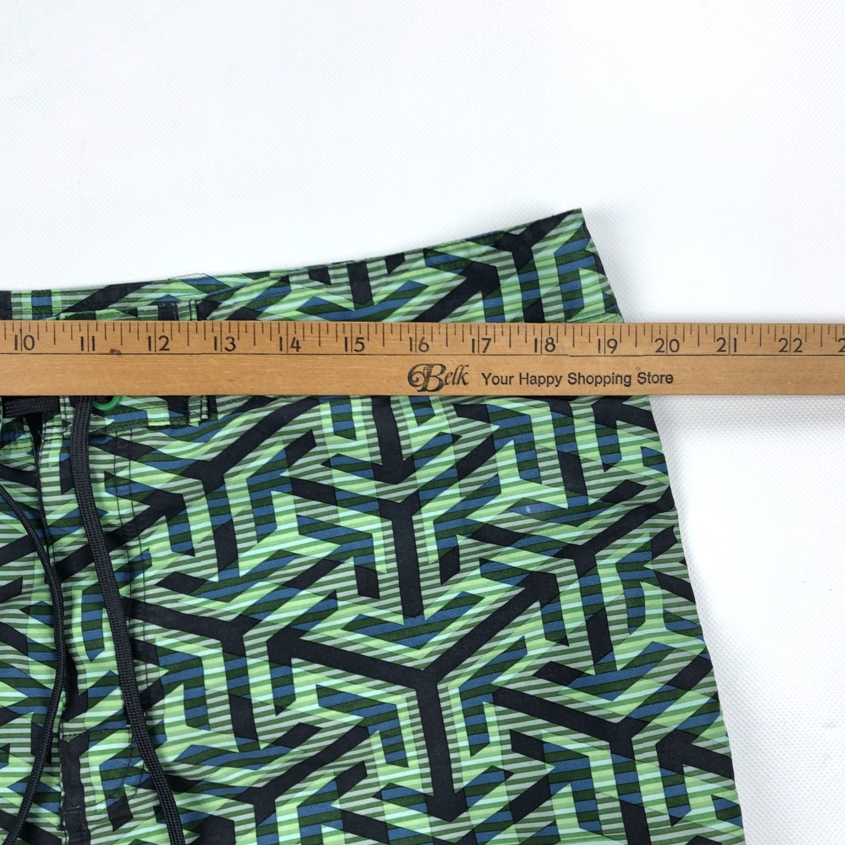 Vintage SIMMS Men's 36 Green Black Blue Geo Greca Board Shorts Swim Trunks Size US 36 / EU 52 - 6 Thumbnail