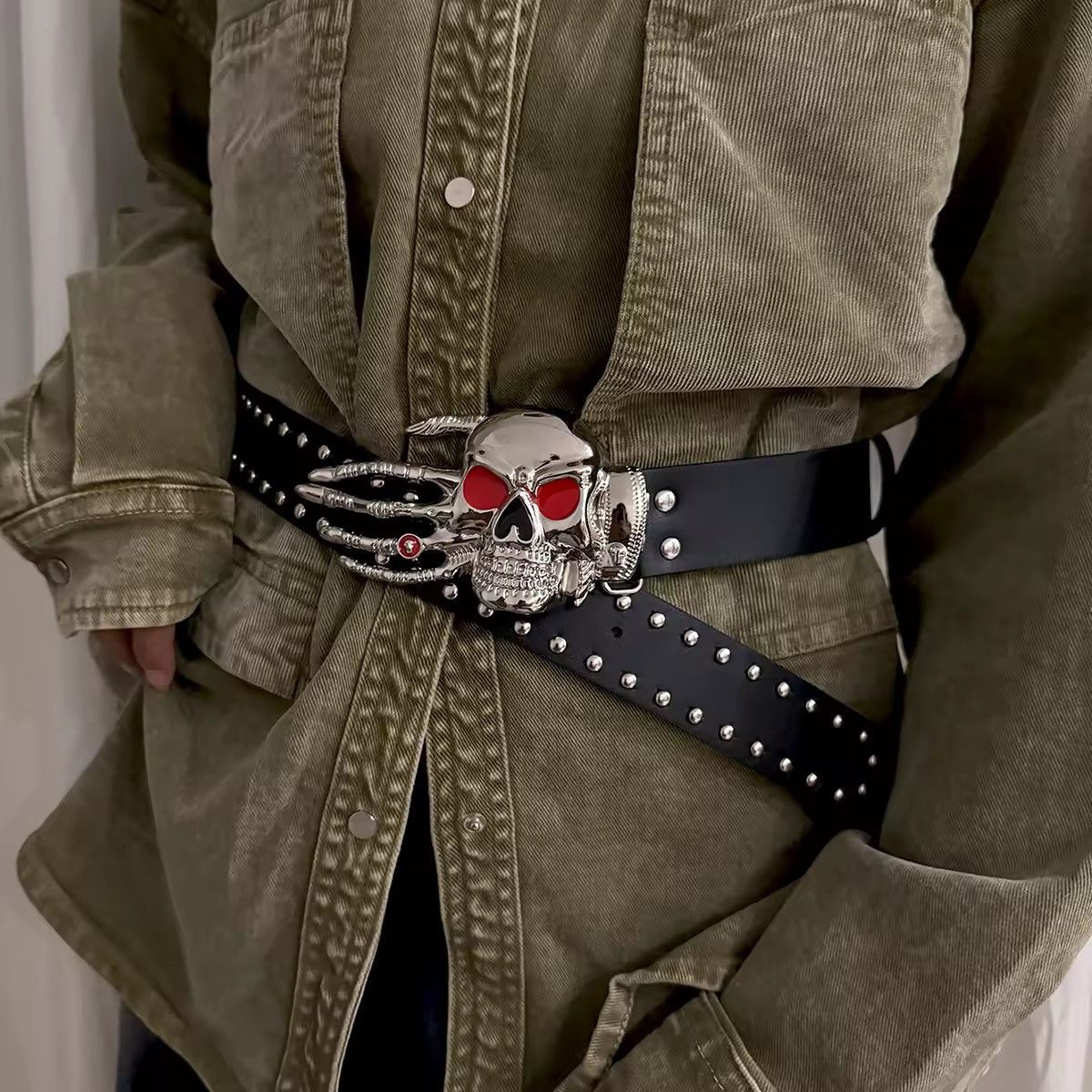 Other Gothic Punk PU Leather Skeleton Skulls Belt Size ONE SIZE - 1 Thumbnail