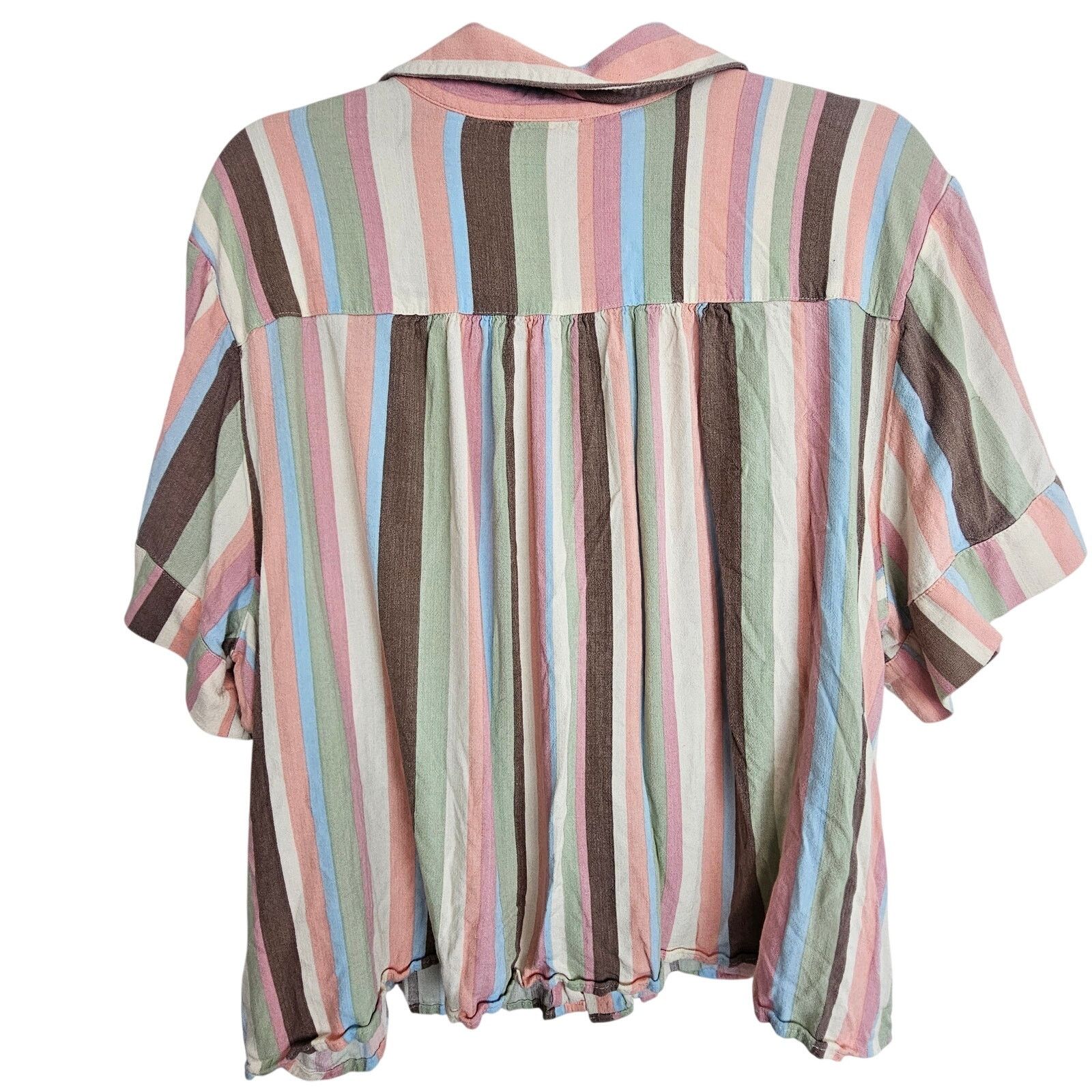Torrid Torrid Womens Striped Button Crop Top Plus Size 4X Rainbow Size 4XL / US 24-26 - 10 Thumbnail