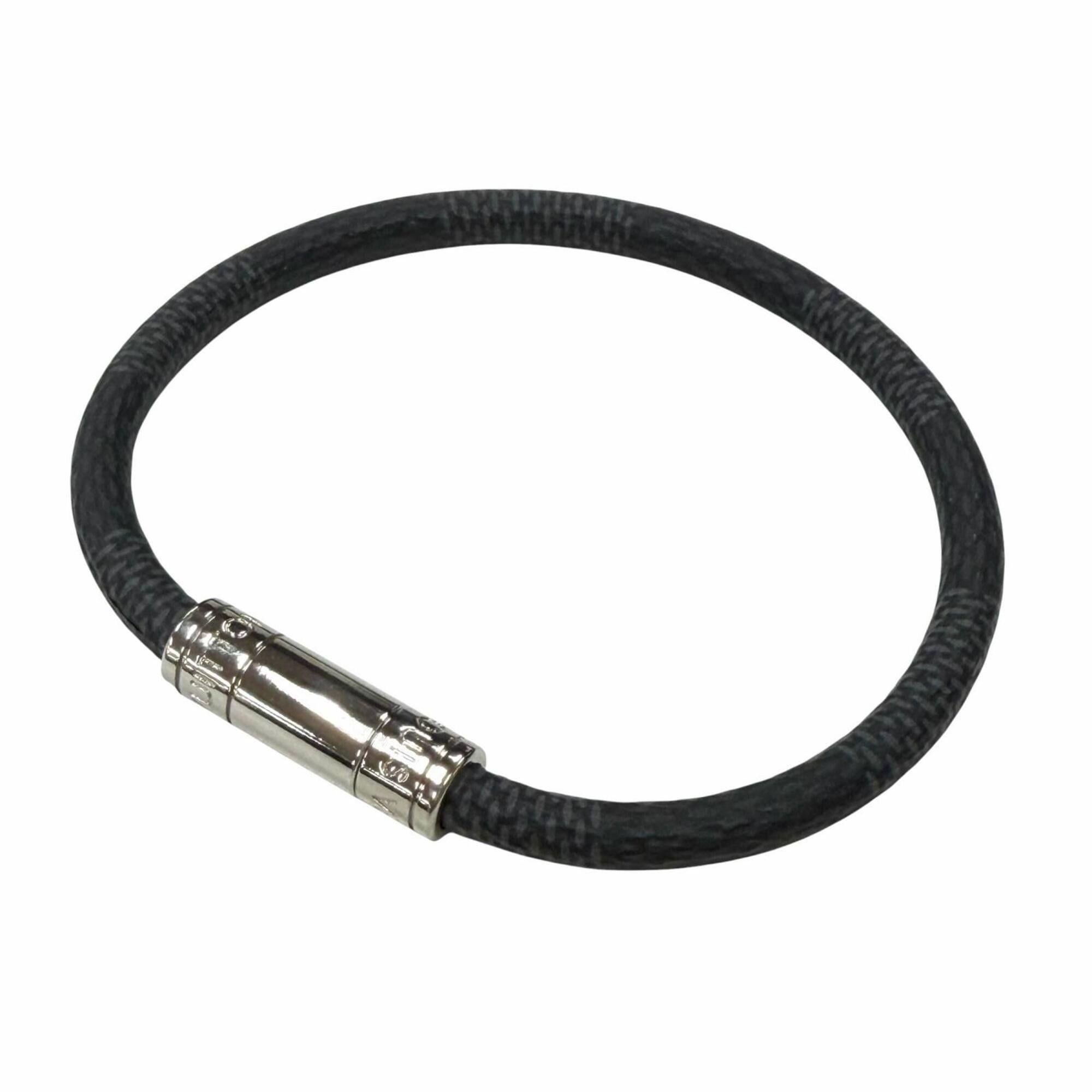 Louis Vuitton LOUIS VUITTON M6609E Damier Graphite Bracelet Keep It Bangle Black Silver Made in Spain Men's Size ONE SIZE - 1 Thumbnail