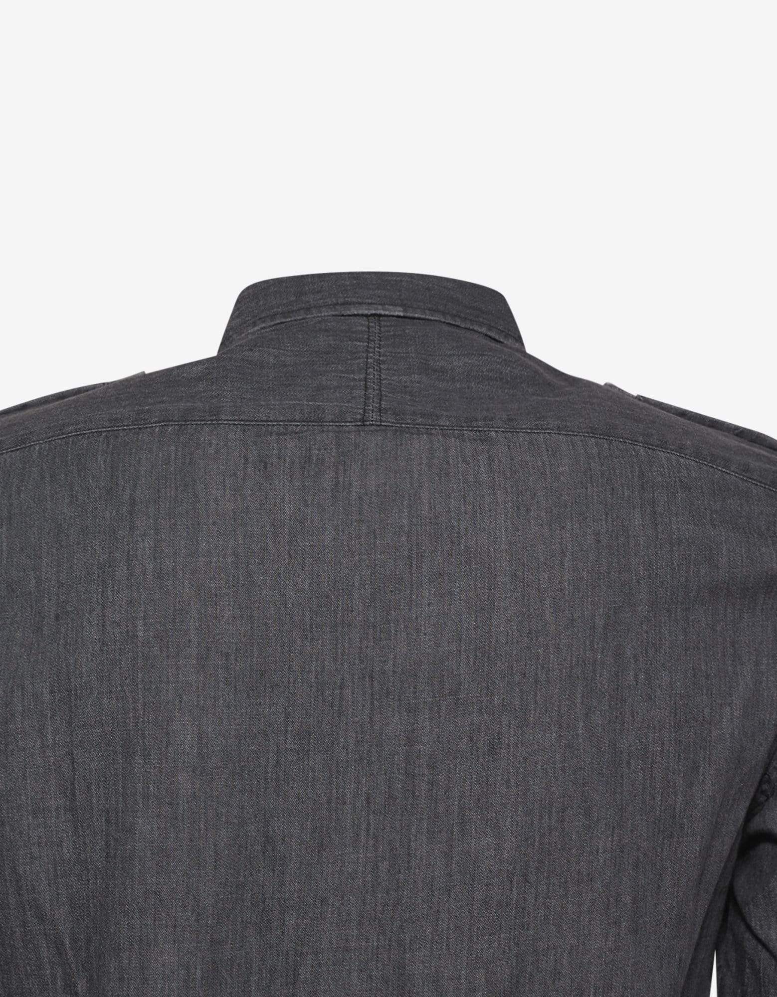 Balmain Balmain Grey Denim Logo Print Military Shirt Size US L / EU 52-54 / 3 - 4 Thumbnail