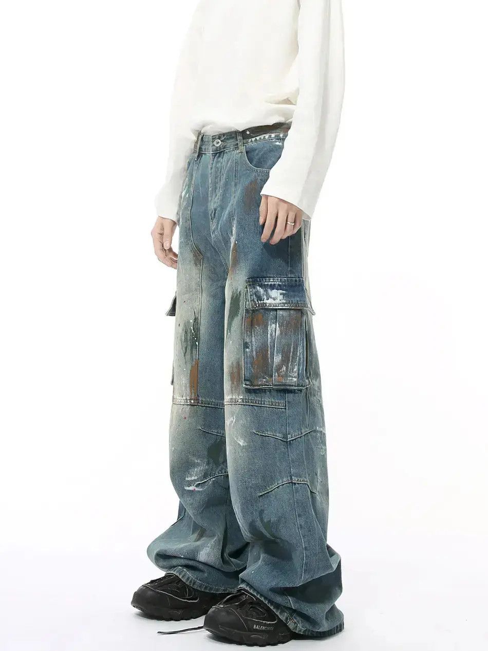 Japanese Brand Retro loose graffiti pocket jeans Size US 32 / EU 48 - 6 Thumbnail