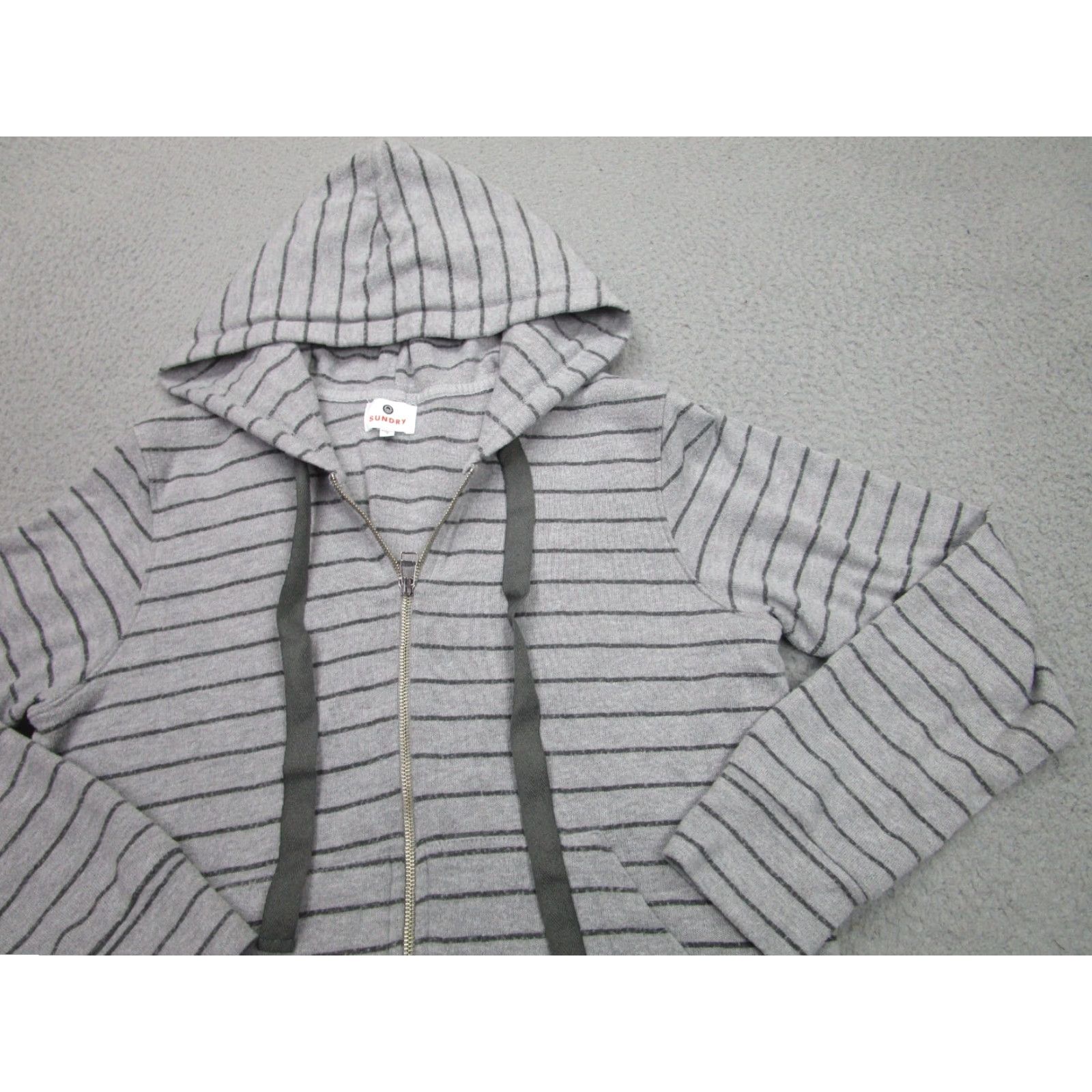 Sundry Sundry Sundry Brand Sundry Gray Striped Zip Hoodie Sweatshirt Fleece Polyester Blend Wool? No. Size M / US 6-8 / IT 42-44 - 2 Thumbnail