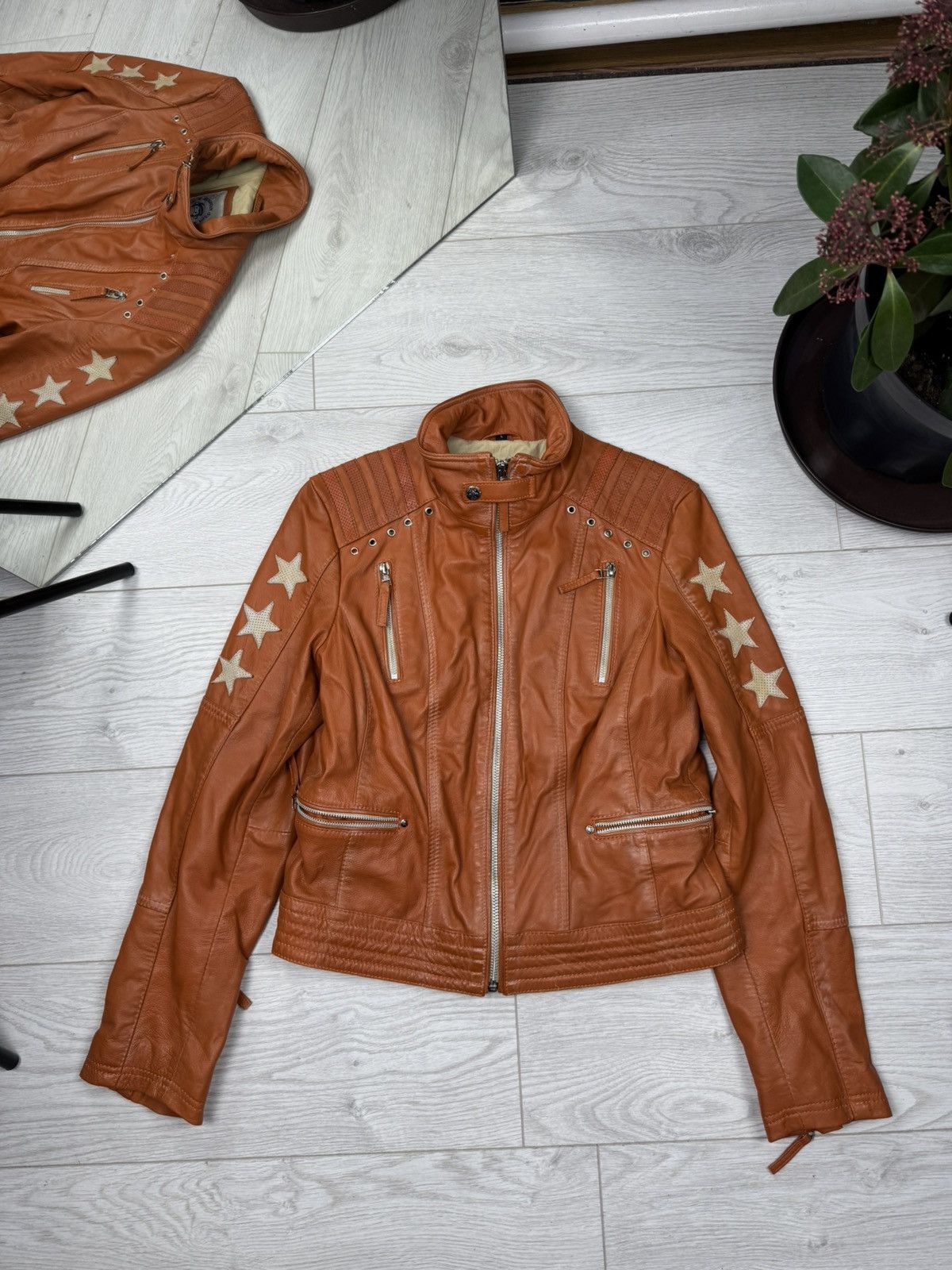 Genuine Leather Vintage Blue Muncie Star Design Leather Jacket Size S / US 4 / IT 40 - 1 Thumbnail