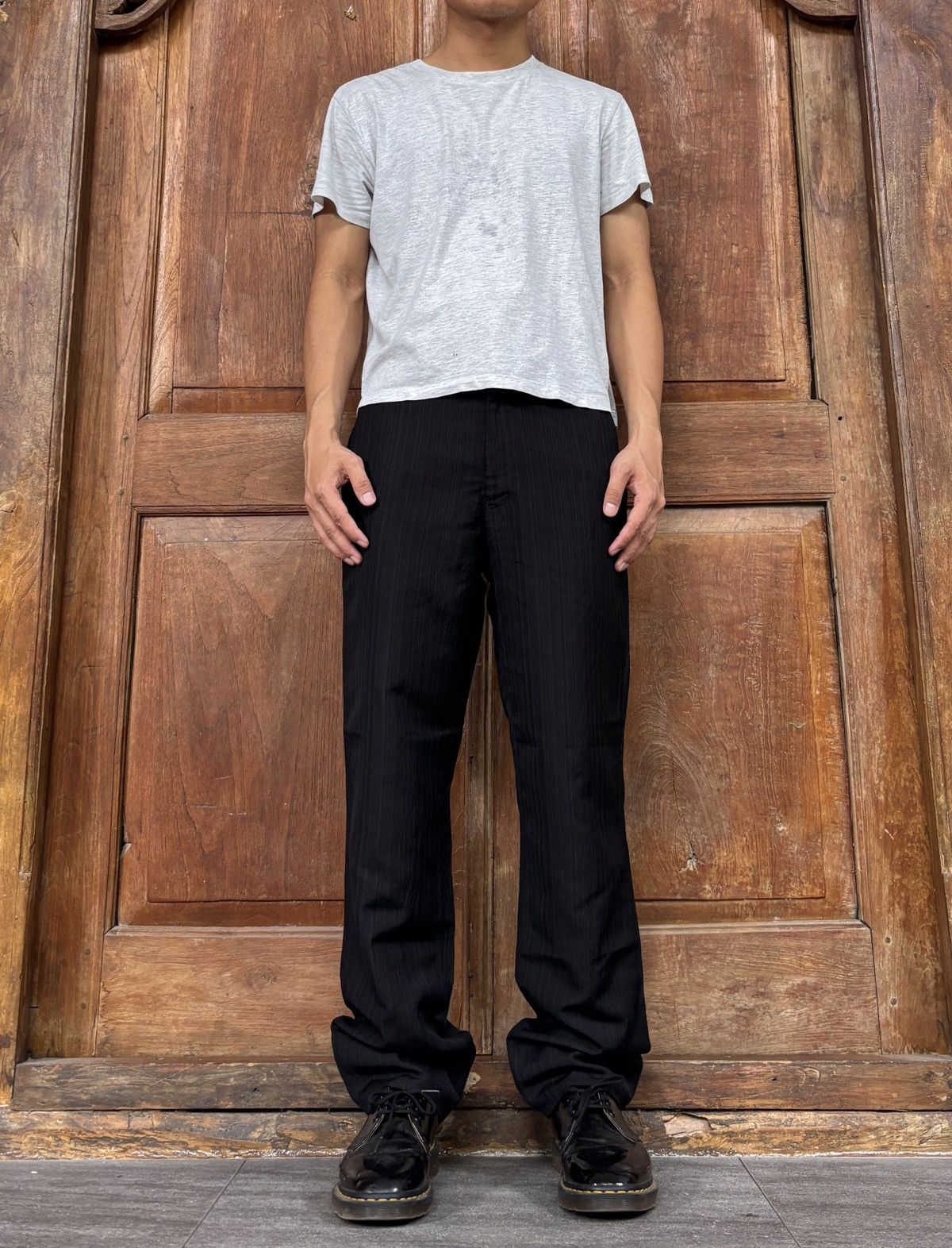 Comme des Garcons Homme Deux FREE TAX. Striped Linen Blend Trousers - 30” Size US 30 / EU 46 - 1 Thumbnail