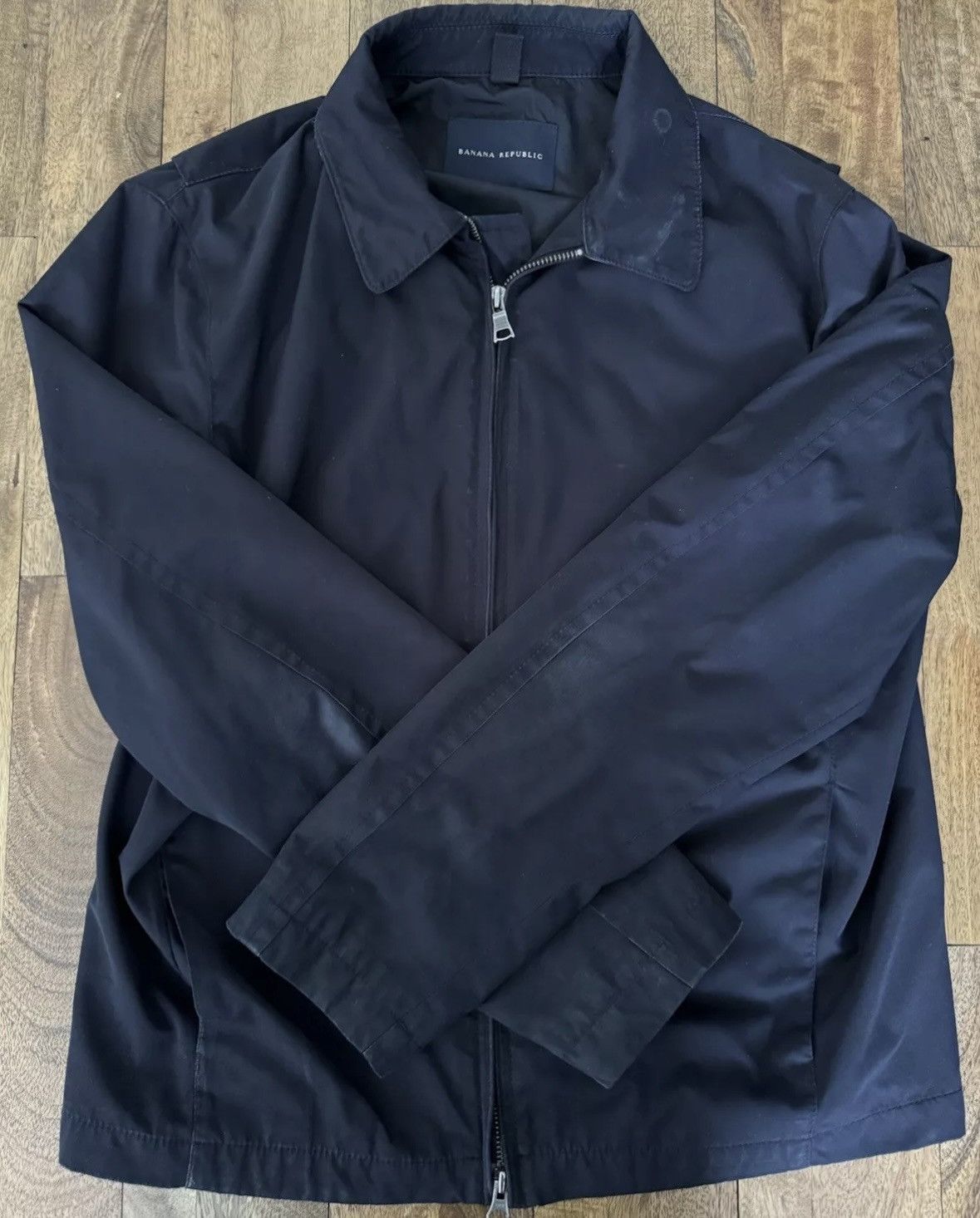 Vintage Banana Republic wind breaker jacket men's size L hot navy blue