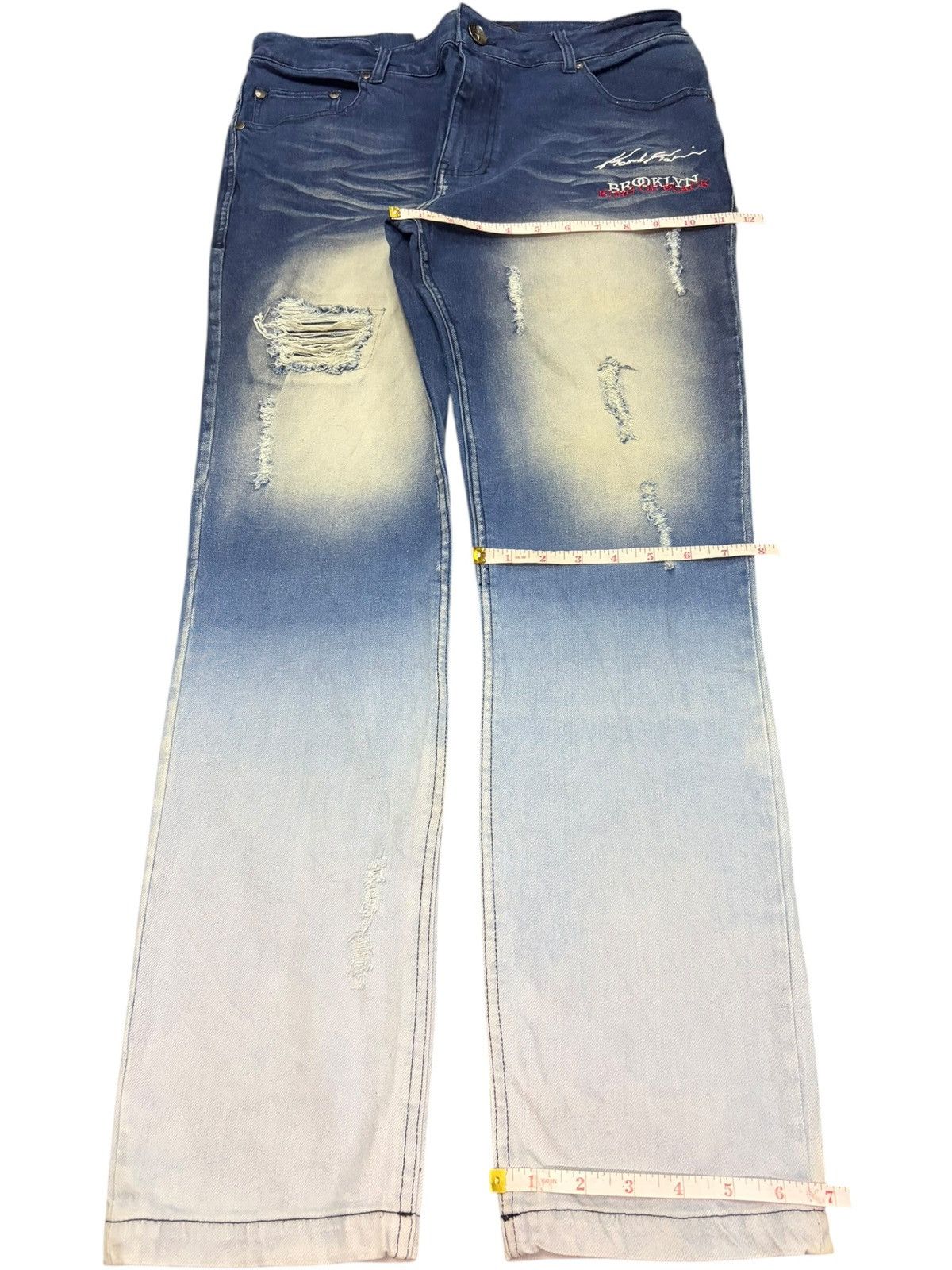 Karl Kani Vintage Karl Kani Bleached Wash Distressed Jeans Size US 33 - 8 Thumbnail