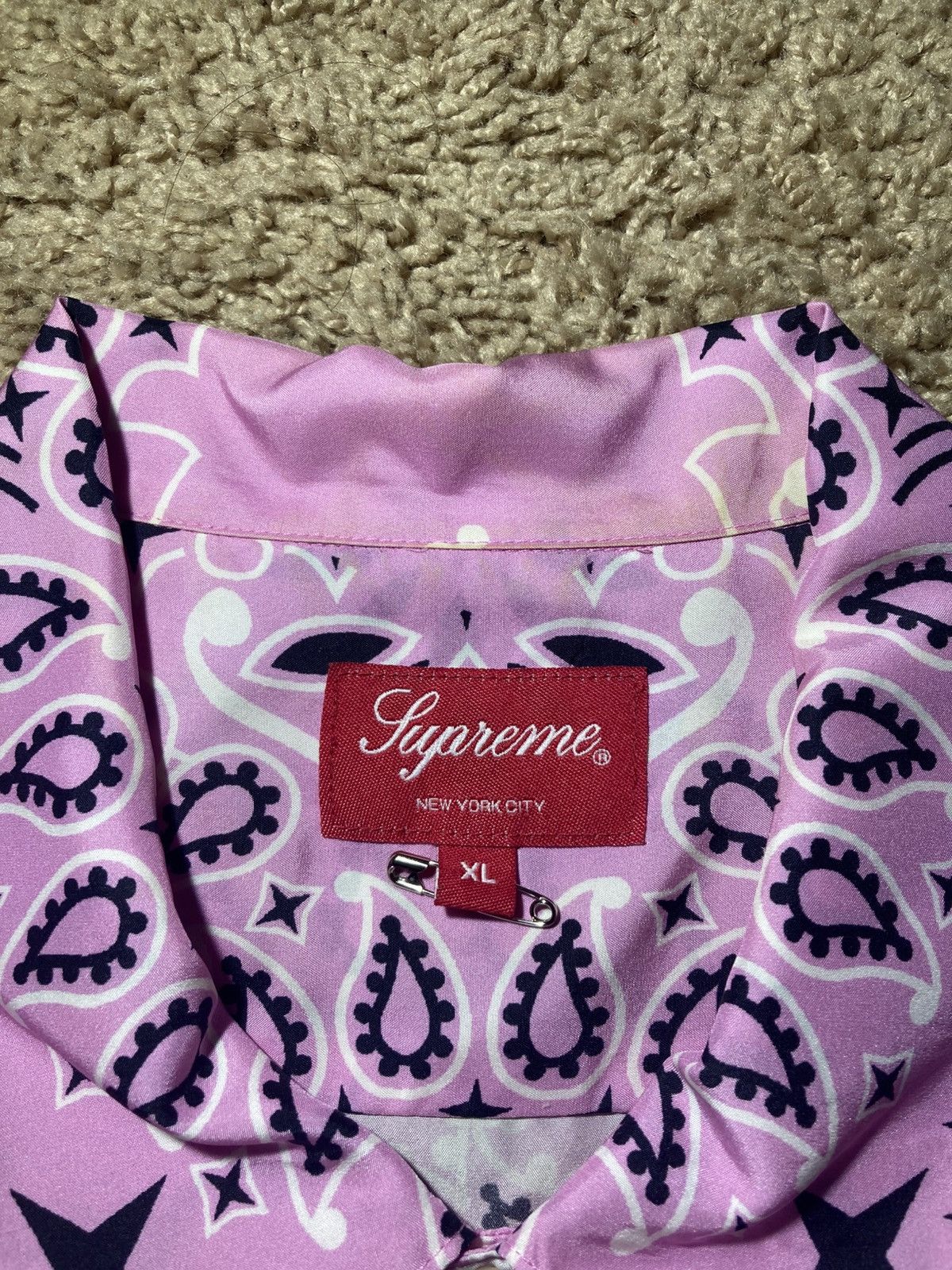 Supreme SS21 Supreme Silk Pink Bandana Button Up Shirt Pattern 2021 Size US XL / EU 56 / 4 - 3 Thumbnail