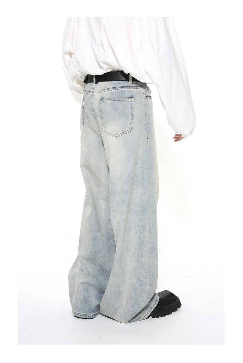 Japanese Brand Japanese retro washed light blue straight distressed jeans Size US 34 / EU 50 - 6 Thumbnail