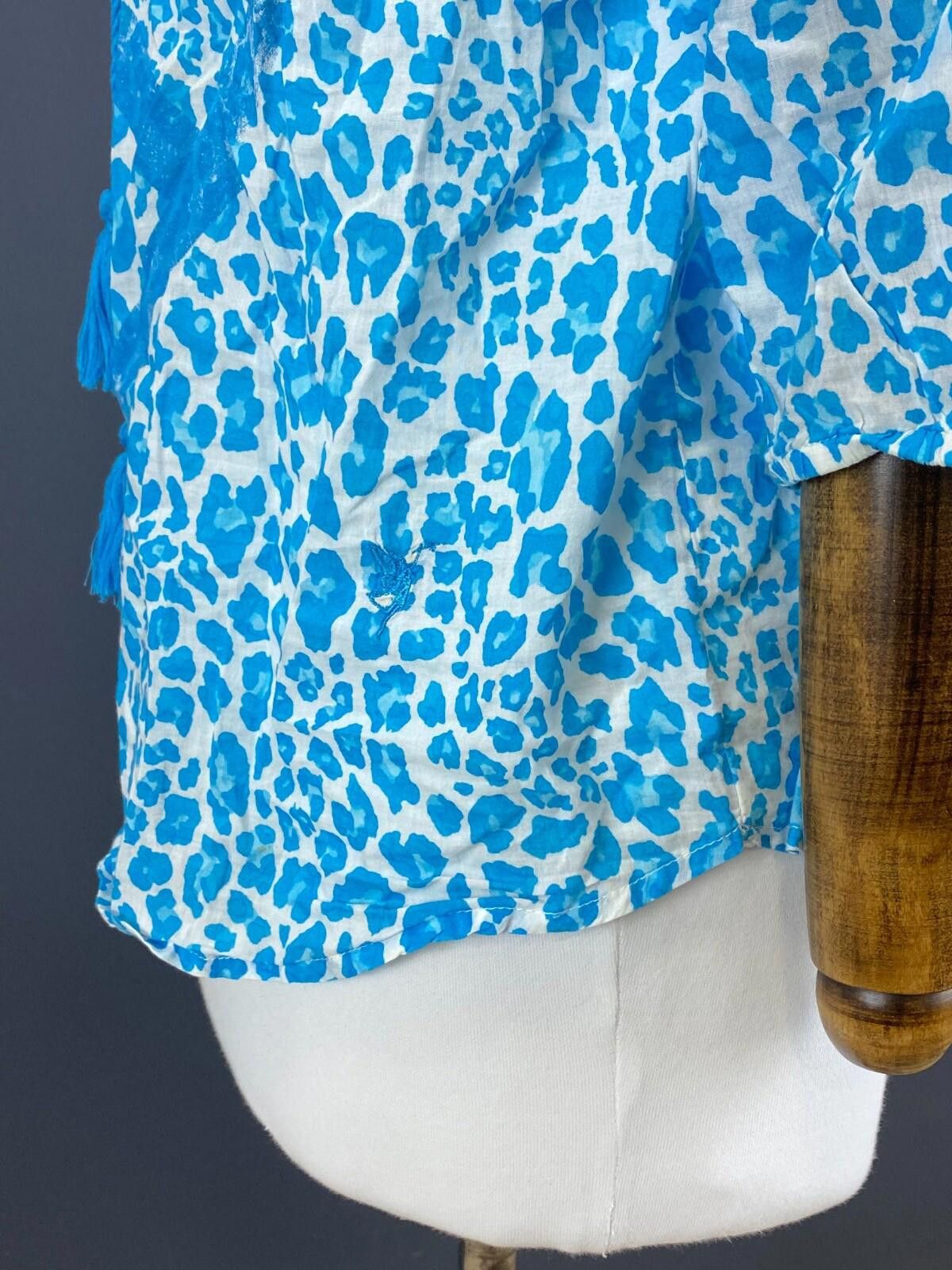 Designer Emily Van Den Bergh Blue Leopard Blouse Shirt Size 38 / S Size M / US 6-8 / IT 42-44 - 6 Thumbnail