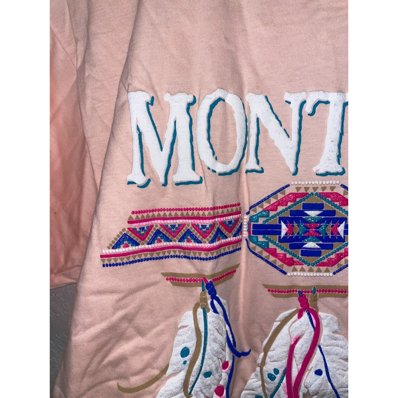Jerzees Vintage Montana Pink Shirt Native American Feather 90s VTG L Size US L / EU 52-54 / 3 - 4 Thumbnail