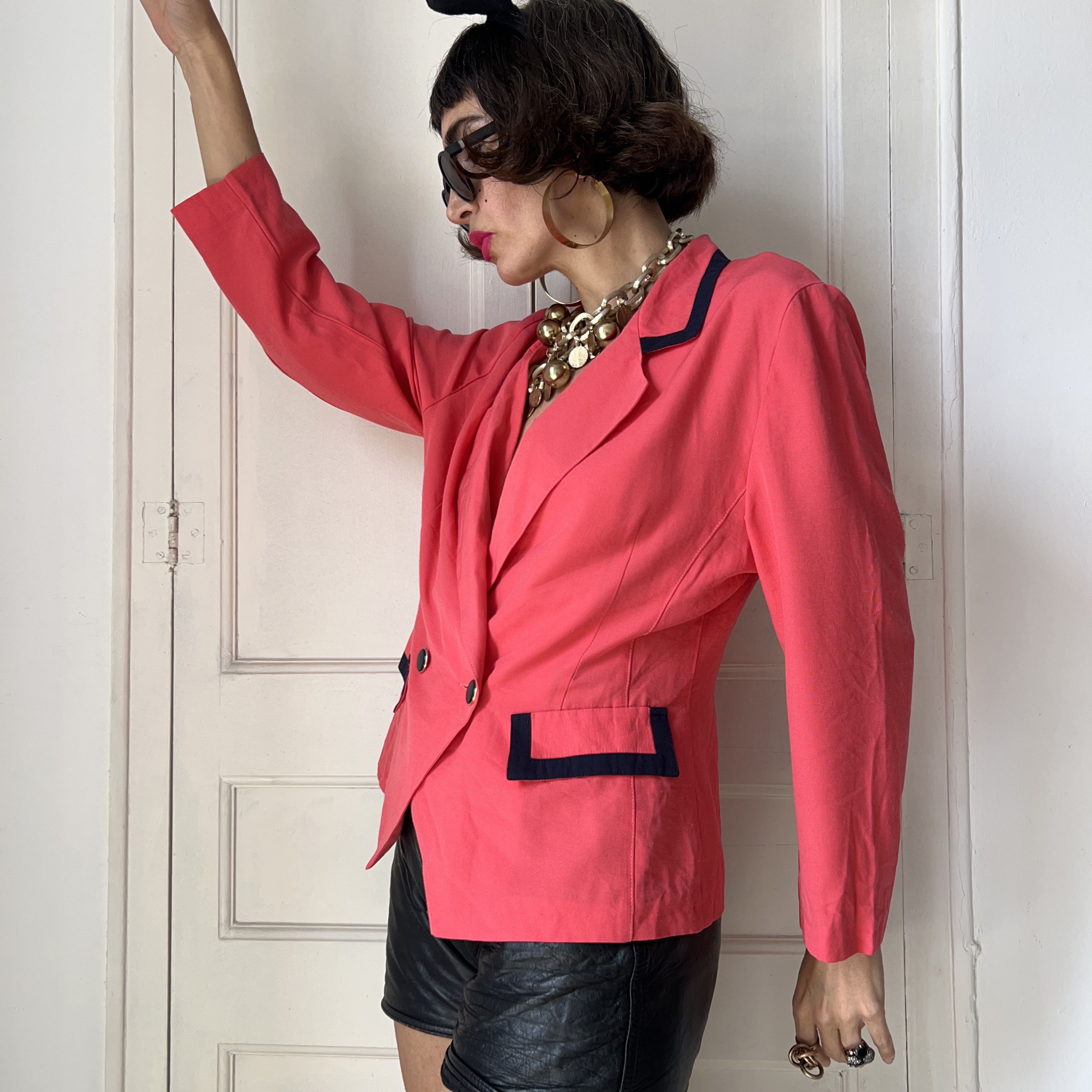 Vintage Vintage 90s Coral Pink Designer Blazer Size S / US 4 / IT 40 - 7 Thumbnail