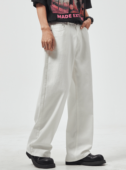 Japanese Brand White American high street retro straight loose jeans Size US 32 / EU 48 - 2 Thumbnail