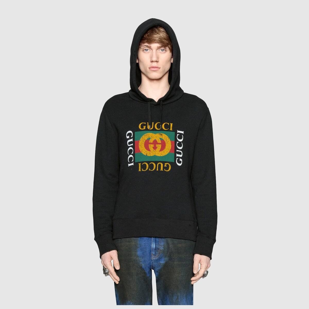 Gucci o1mt1gz0725 Oversize Sweatshirt Hoodie With Gucci Logo Black Size US XS / EU 42 / 0 - 3 Thumbnail