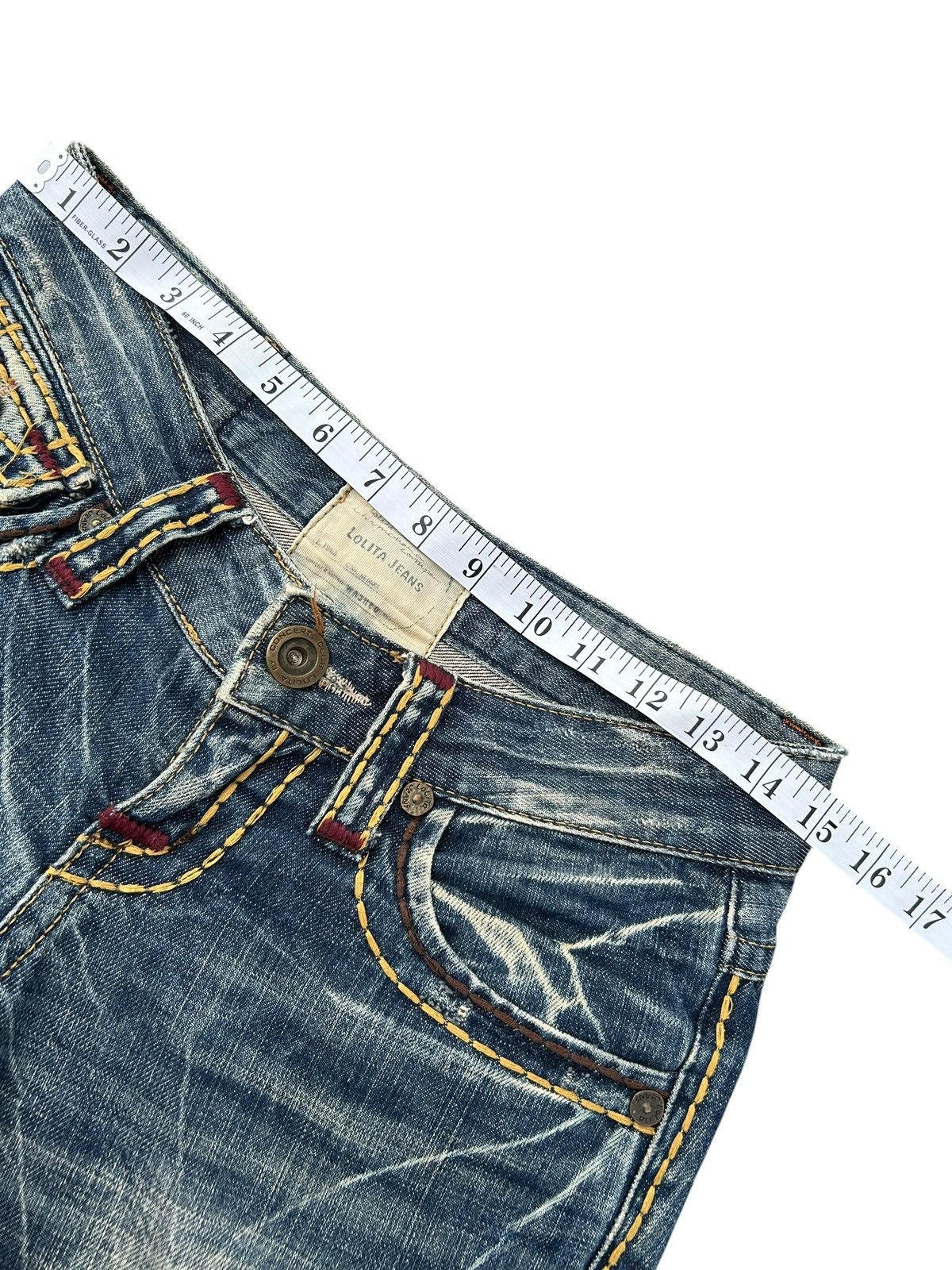 Kapital Flare Yoshitomo Nara Lolita Distressed Denim Jeans Size US 30 / EU 46 - 17 Thumbnail