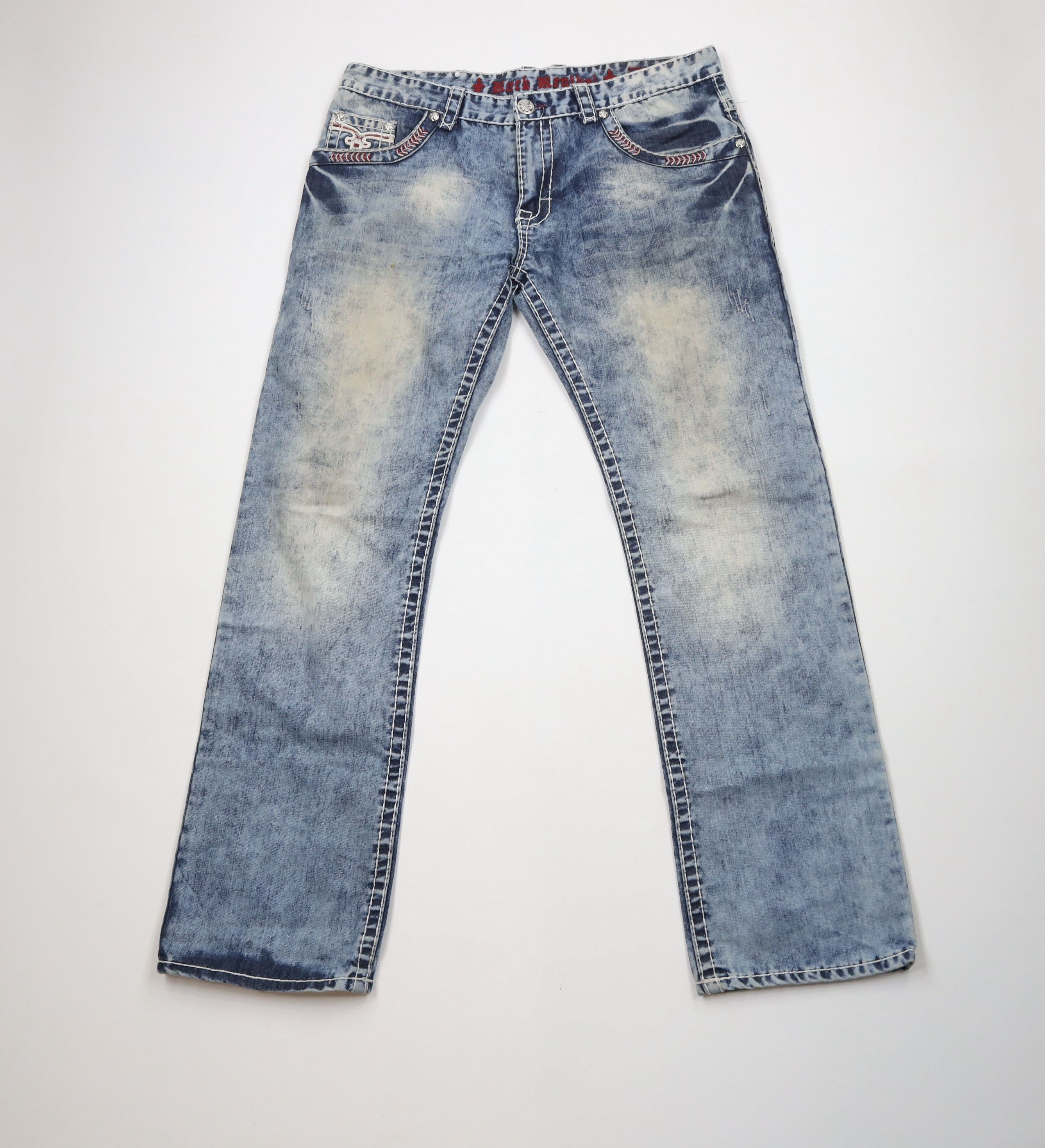 Rock Revival × Vintage Rock Revival Thick Stitch Tate Straight Stretch Jeans Size US 38 / EU 54 - 1 Thumbnail