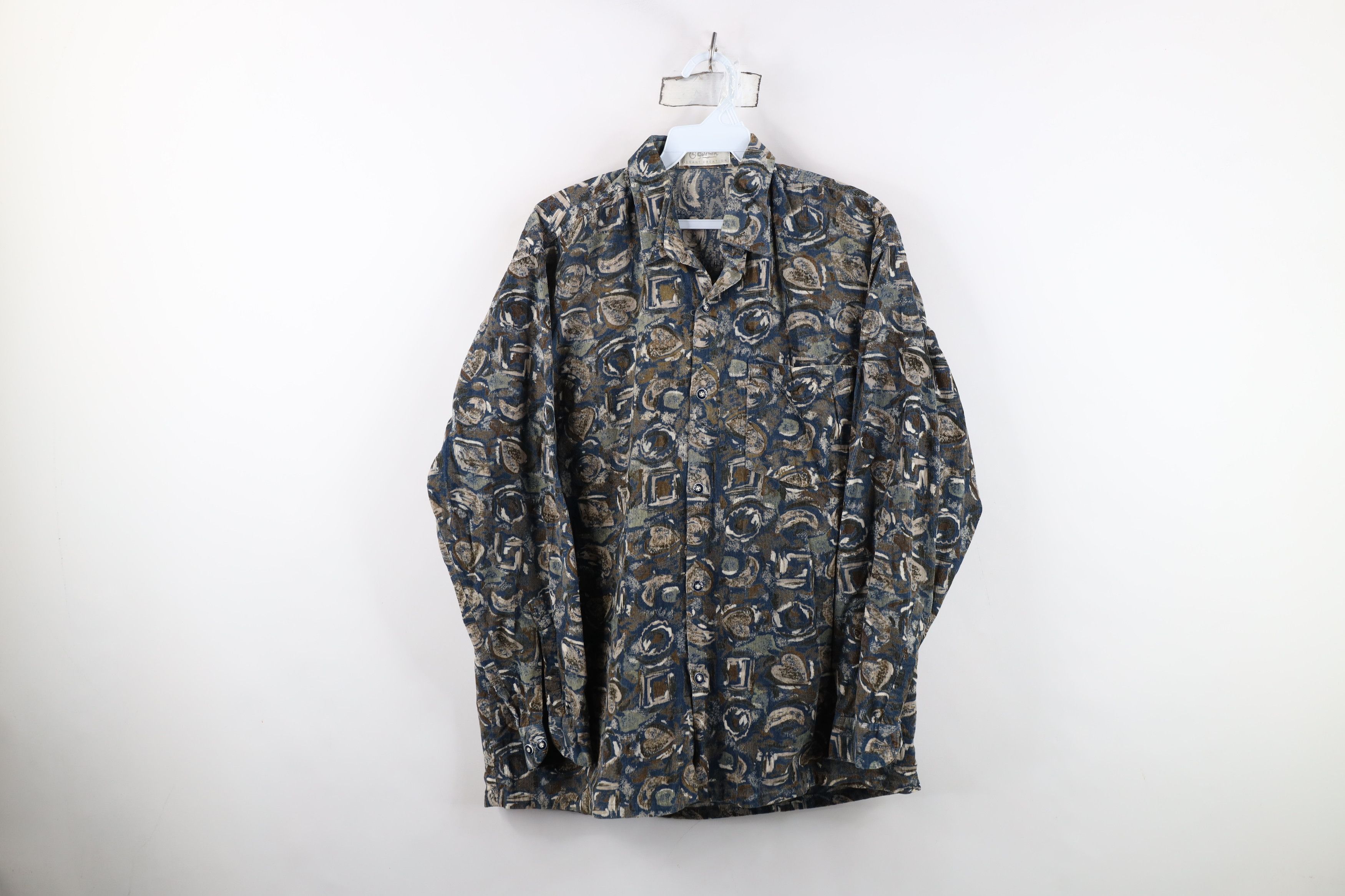 Vintage Vintage 90s Streetwear Corduroy Collared Button Shirt Size US L / EU 52-54 / 3 - 1 Thumbnail