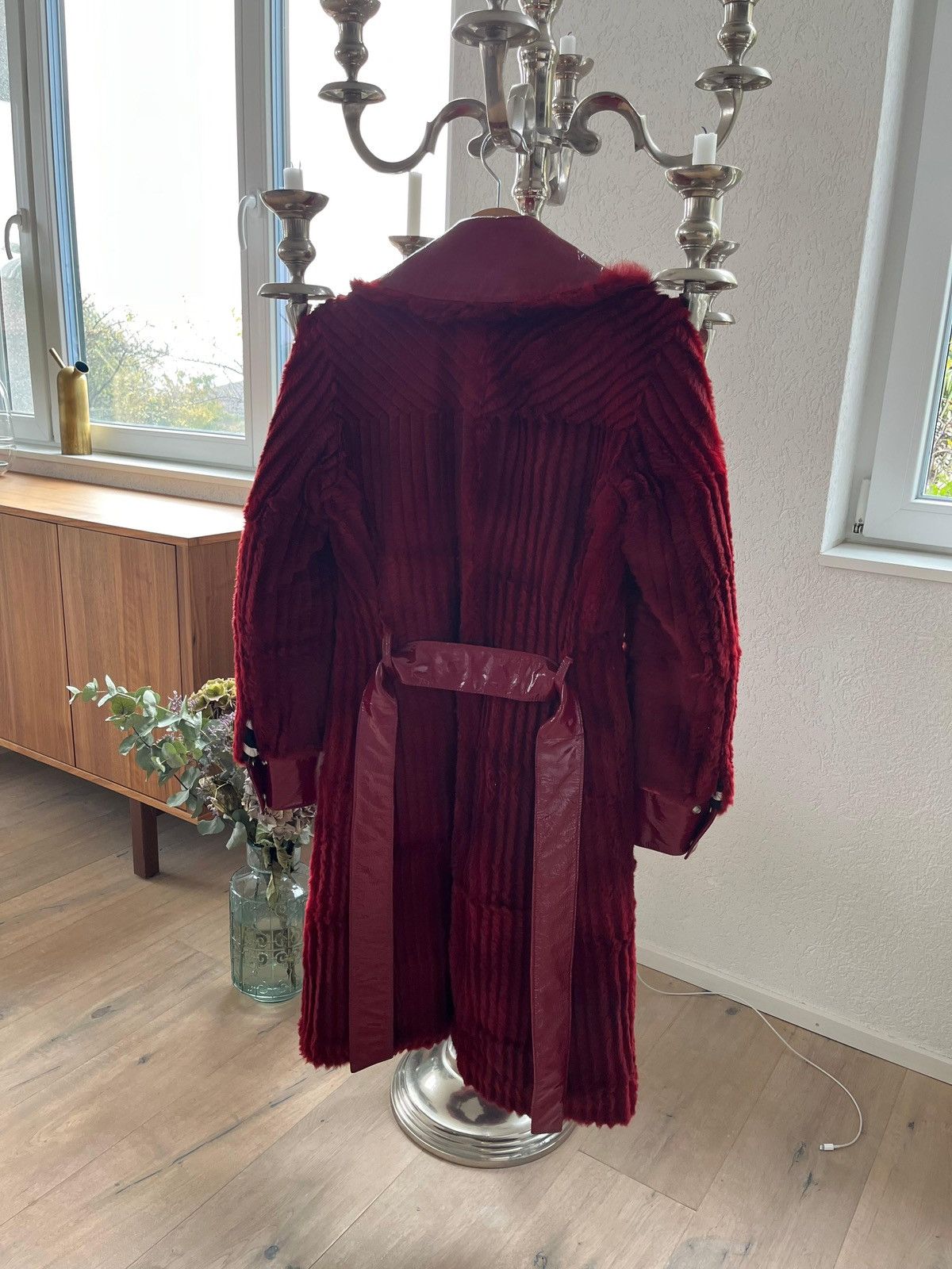 Dolce & Gabbana Vintage D&G Red Faux Fur & Patent Vynil Trench Coat IT38 Size M / US 6-8 / IT 42-44 - 5 Thumbnail