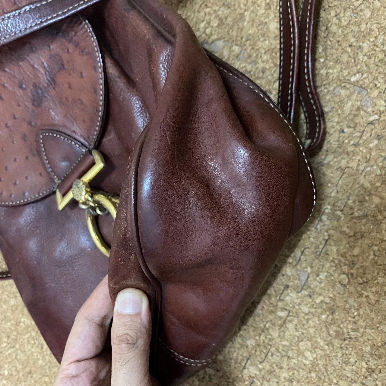 Handmade Texier Vintage Leather Backpack w/ Matching Mini Pouch — Size ONE SIZE - 9 Thumbnail