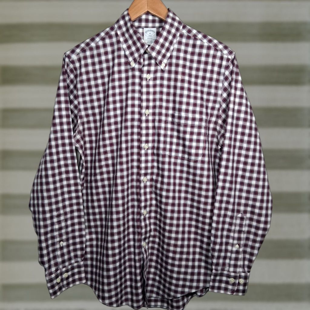 Brooks Brothers Brooks Brothers Dress Shirt Men Medium Regent Fit White Red Blue Plaid Button Down Shirt Size US M / EU 48-50 / 2 - 1 Thumbnail