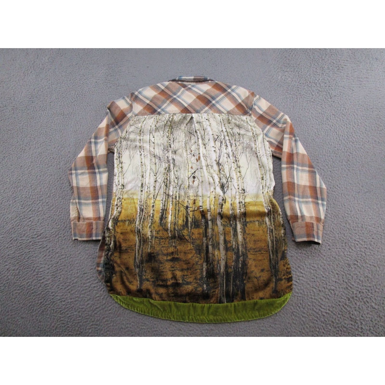 Anthropologie Aratta Silent Journey Plaid Shirt L Multicolor Cotton Linen Rayon Button-Up Long Sleeve Women's Tunic Art Bohemian Western Style Size L / US 10 / IT 46 - 5 Thumbnail