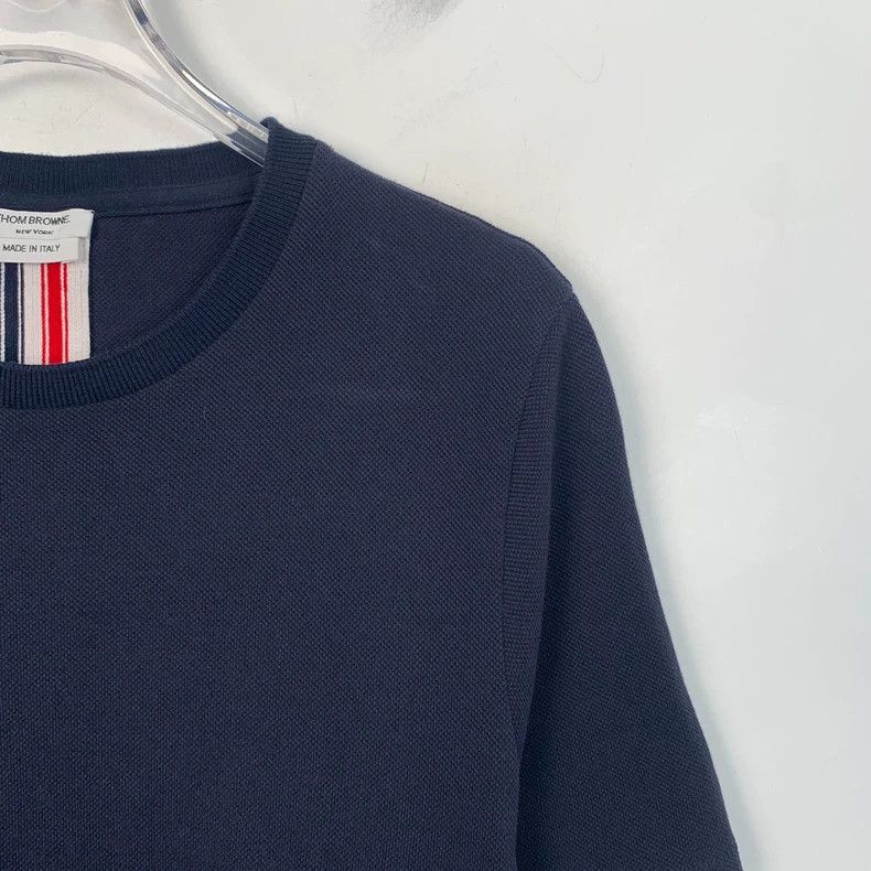 Thom Browne Thom Browne Dark blue striped cotton round-neck short-sleev Size US S / EU 44-46 / 1 - 3 Thumbnail
