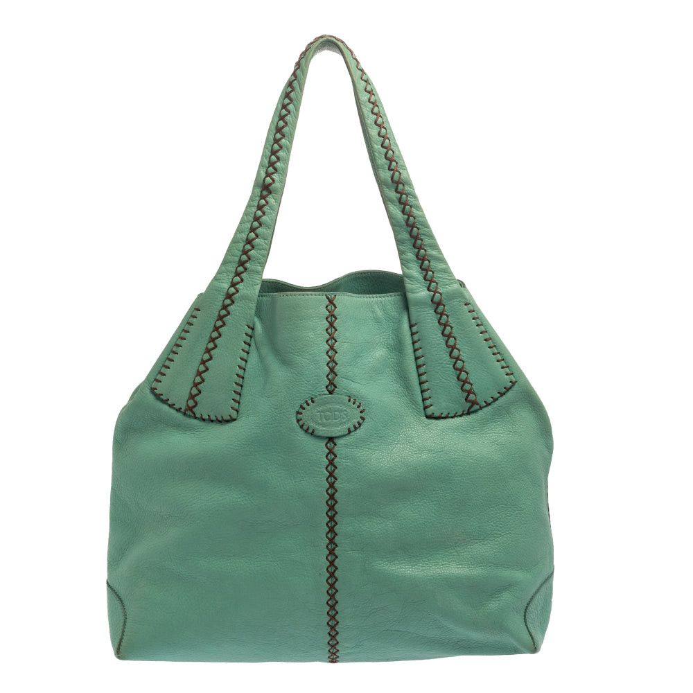 image of Tods Tod's Mint Green Leather Hobo in Black, Women's