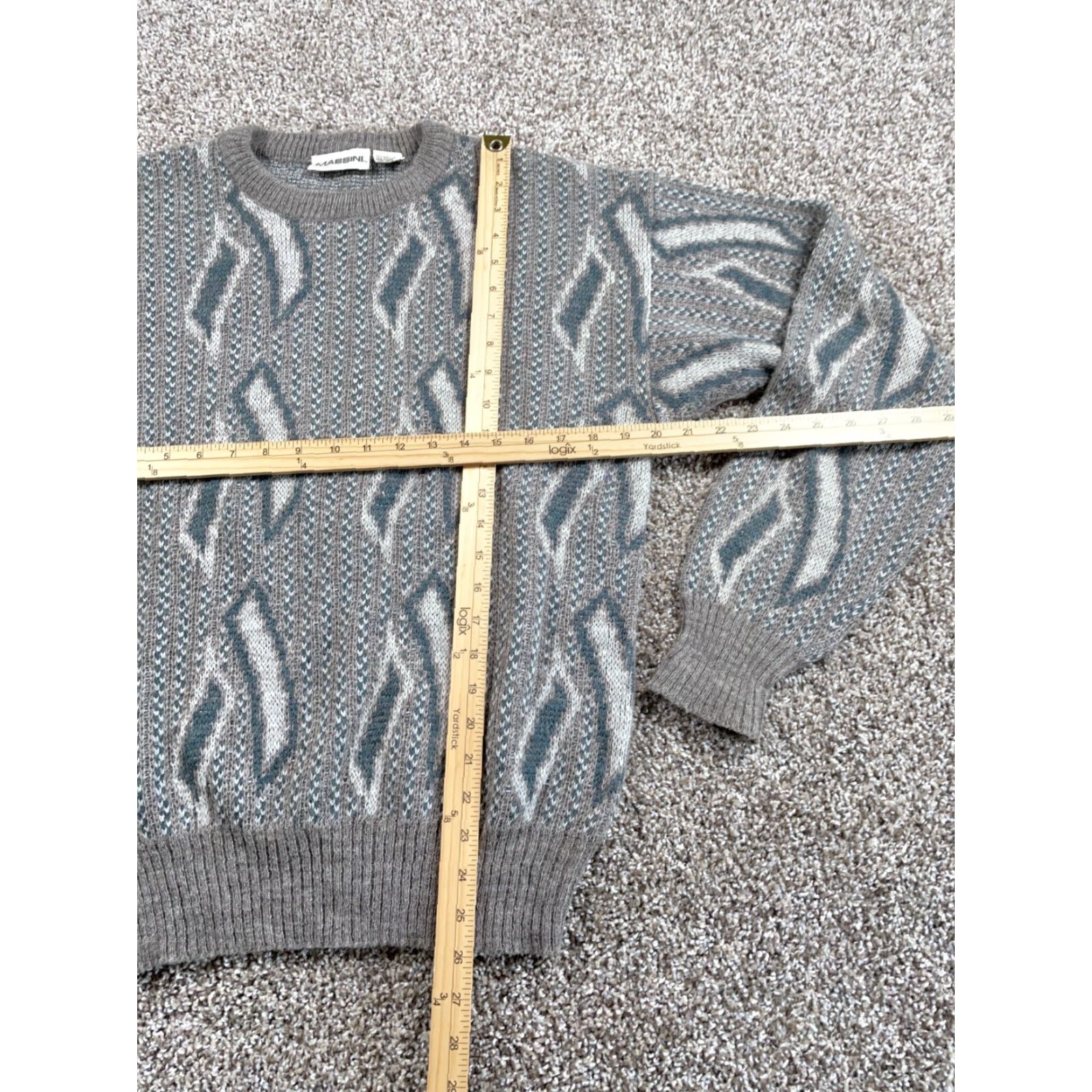 Vintage VINTAGE Massini Geometric Pattern Sweater Adult Medium Gray Wool Blend Knit Pullover 80s 90s Mens Size US M / EU 48-50 / 2 - 5 Thumbnail