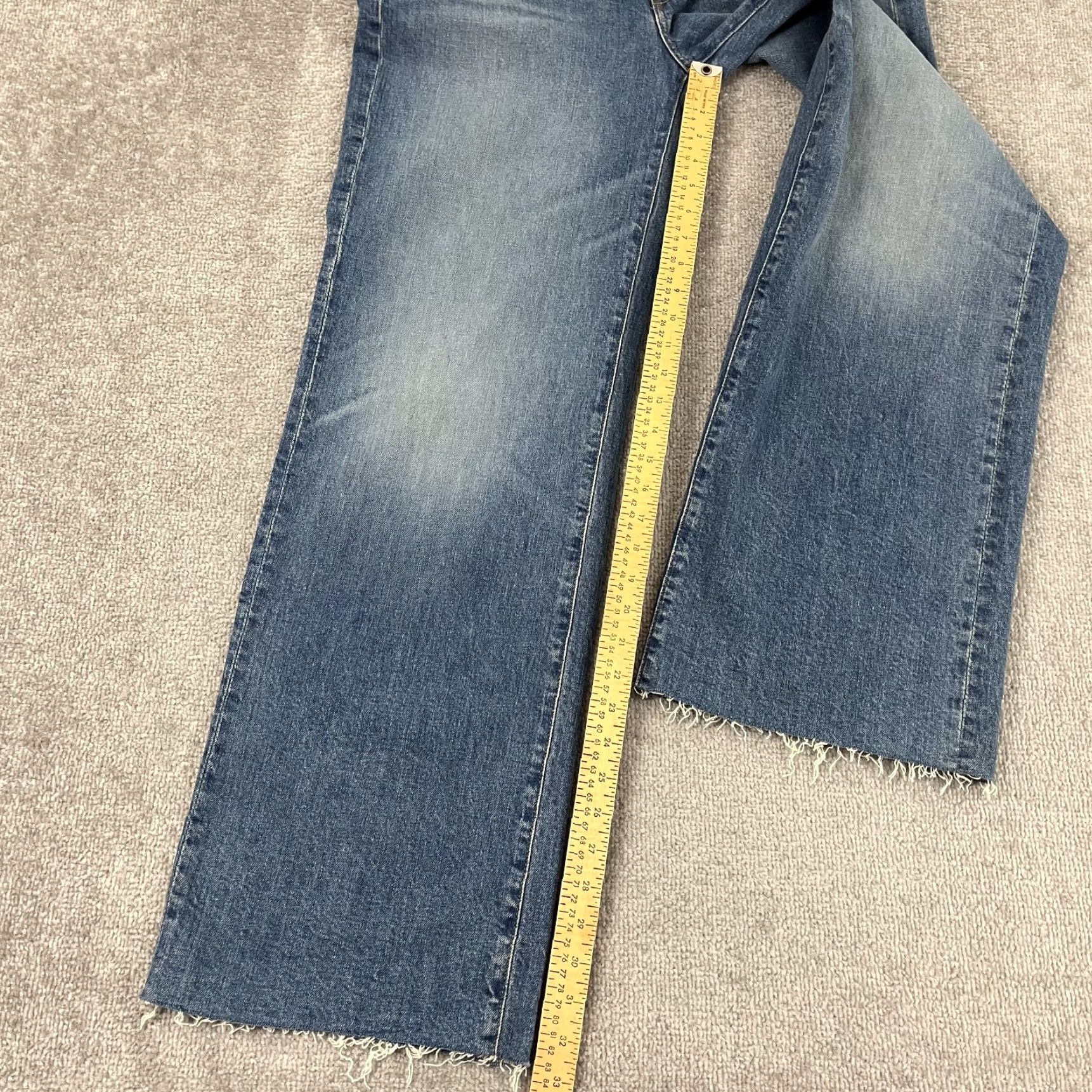 Edwin VINTAGE Edwin Jeans Womens 31x33 Light Blue Denim Wide Leg Organic Cotton Frayed Hem Size 24" / US 00 / IT 34 - 4 Thumbnail