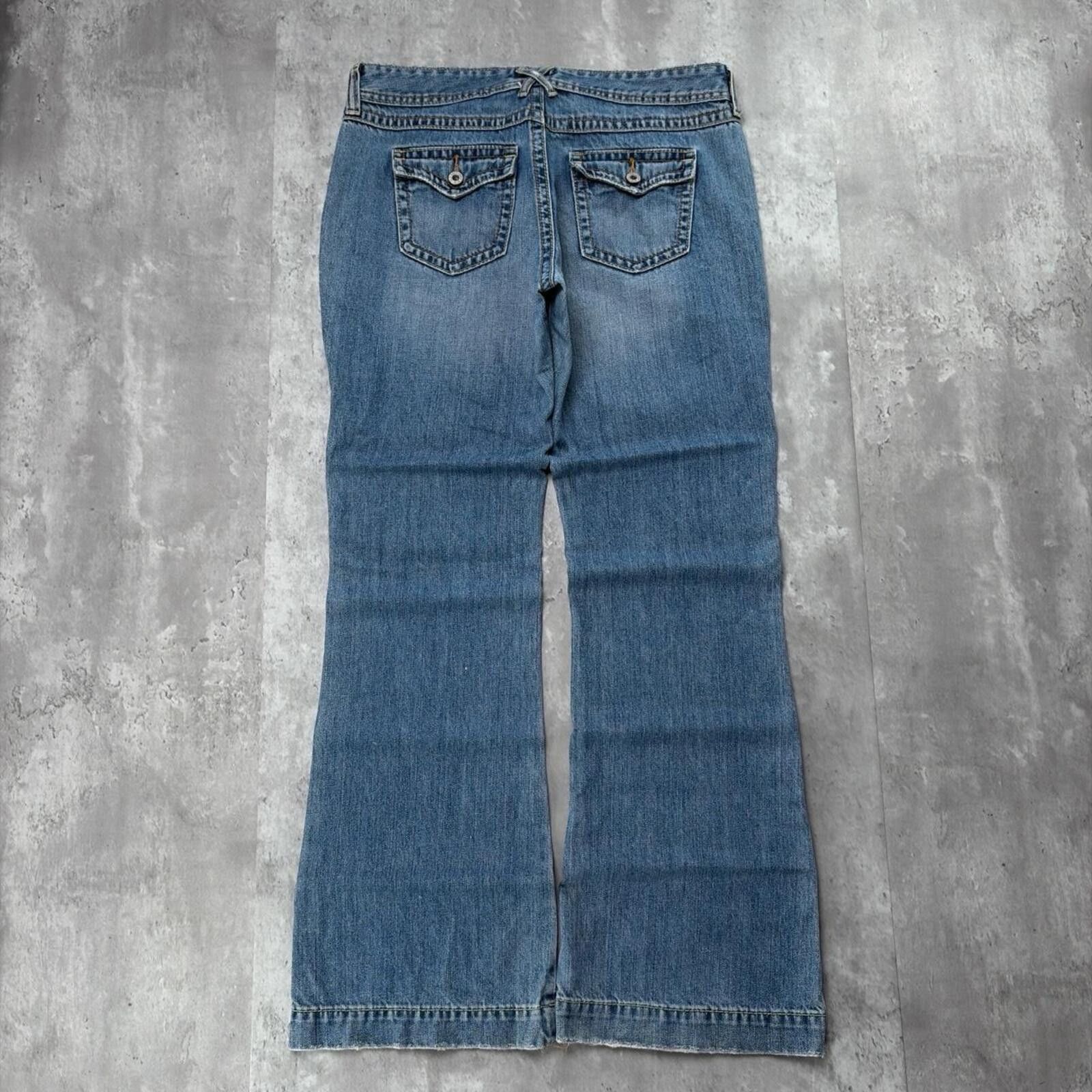 Old Navy Y2K Blue Old Navy Low Rise Flared Gothic Denim Jeans Size 32" / US 10 / IT 46 - 2 Thumbnail