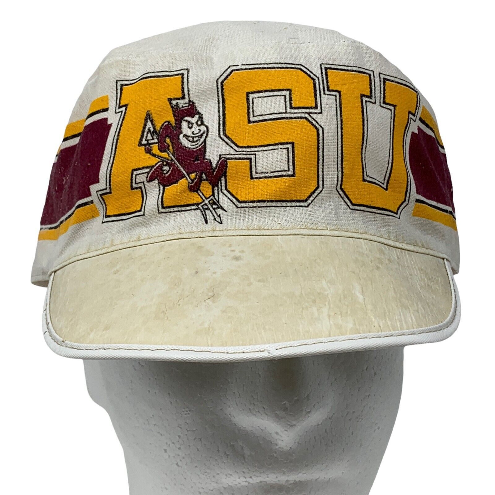 Other Vintage ASU Sun Devils Painters Hat Cap Fitted 7 3/8 White Size ONE SIZE - 2 Thumbnail