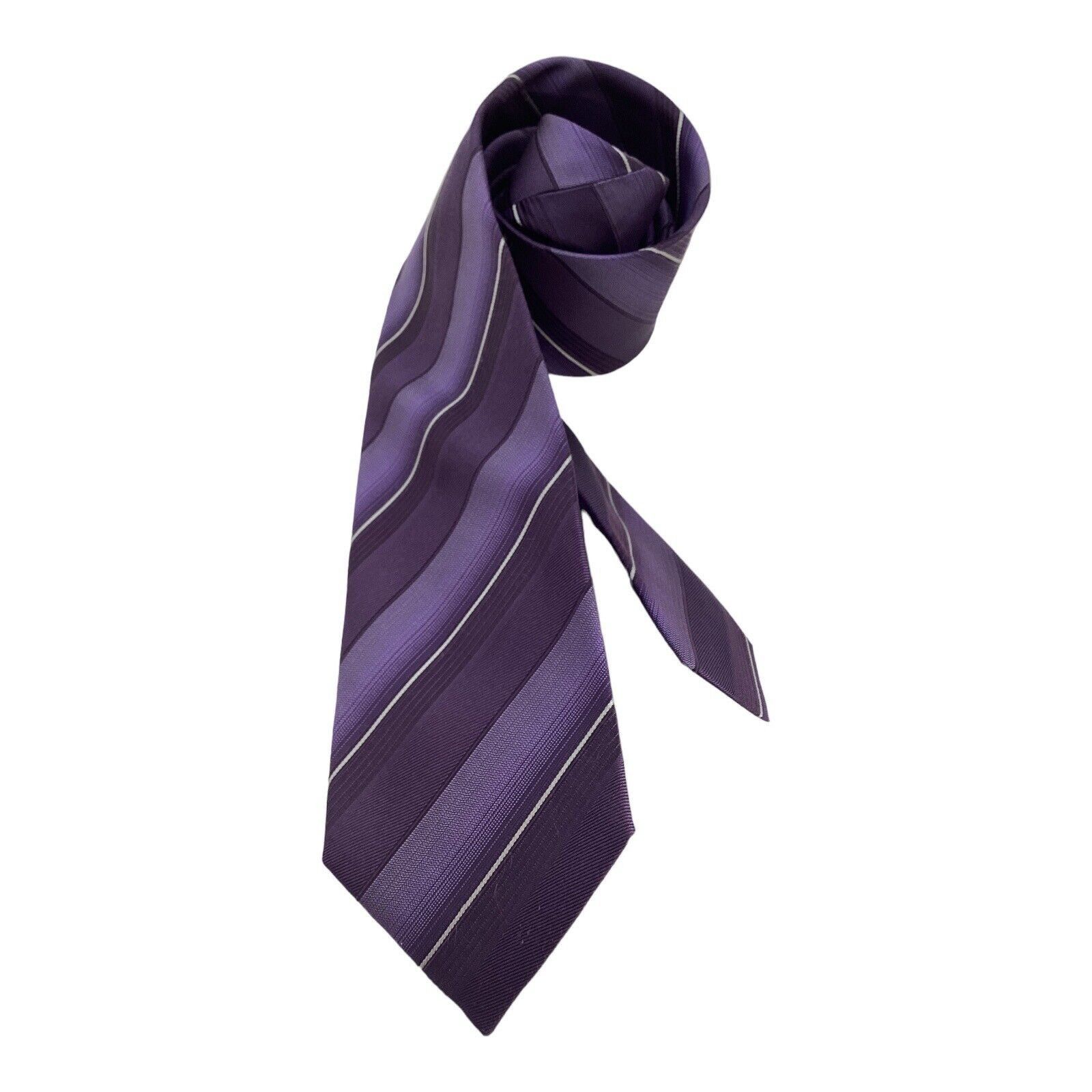 Hugo Boss BOSS HUGO BOSS Purple Striped Luxury Silk Tie Made In Italy Size ONE SIZE - 1 Thumbnail
