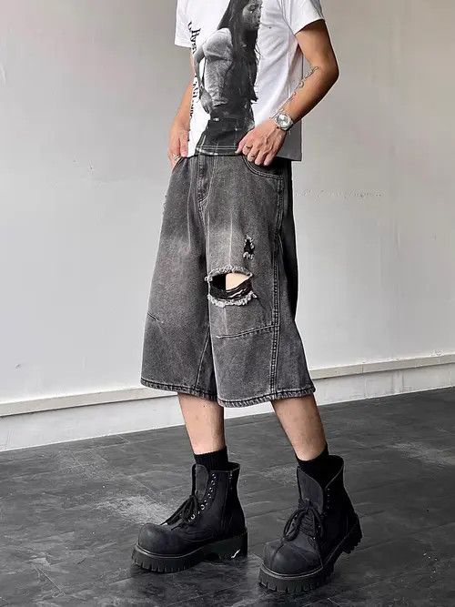 Japanese Brand Mizuho x natsu Vintage Hip Hop Loose Casual Denim Shorts Size US 31 - 5 Thumbnail